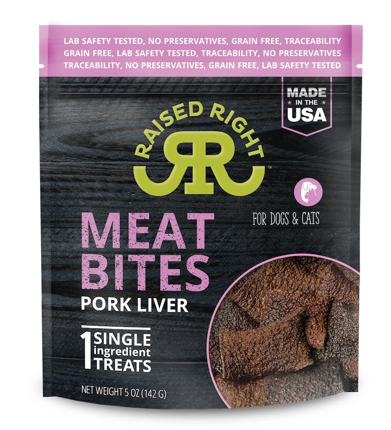 Raised Right Dog/Cat Pork Bites Treat 5oz