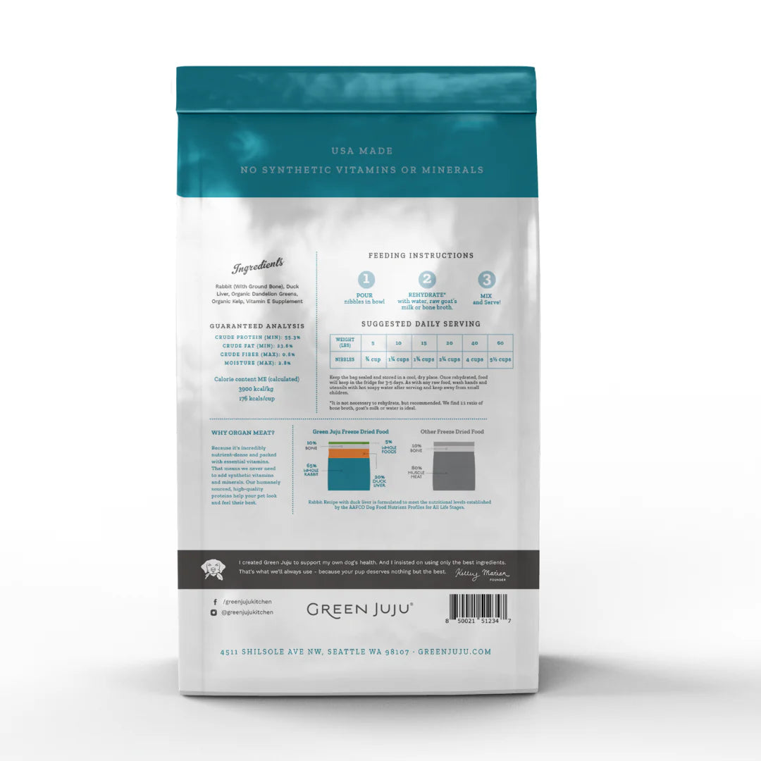 Green Juju Dog Limited Ingredient Diet Rabbit/Duck Liver FD 14oz