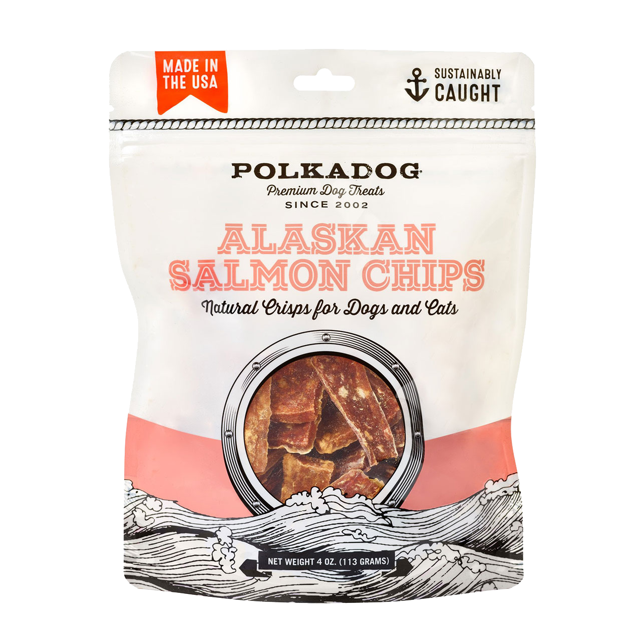 PolkaDog Bakery Salmon Chips Pouch 4oz