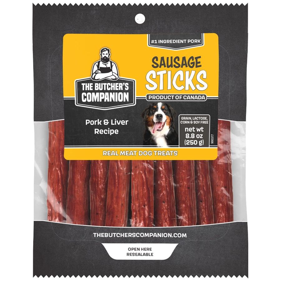 Butcher's Companion Dog Sausage Sticks Pork & Liver 8.8oz Butcher's Companion Dog Sausage Sticks Pork & Liver 8.8oz