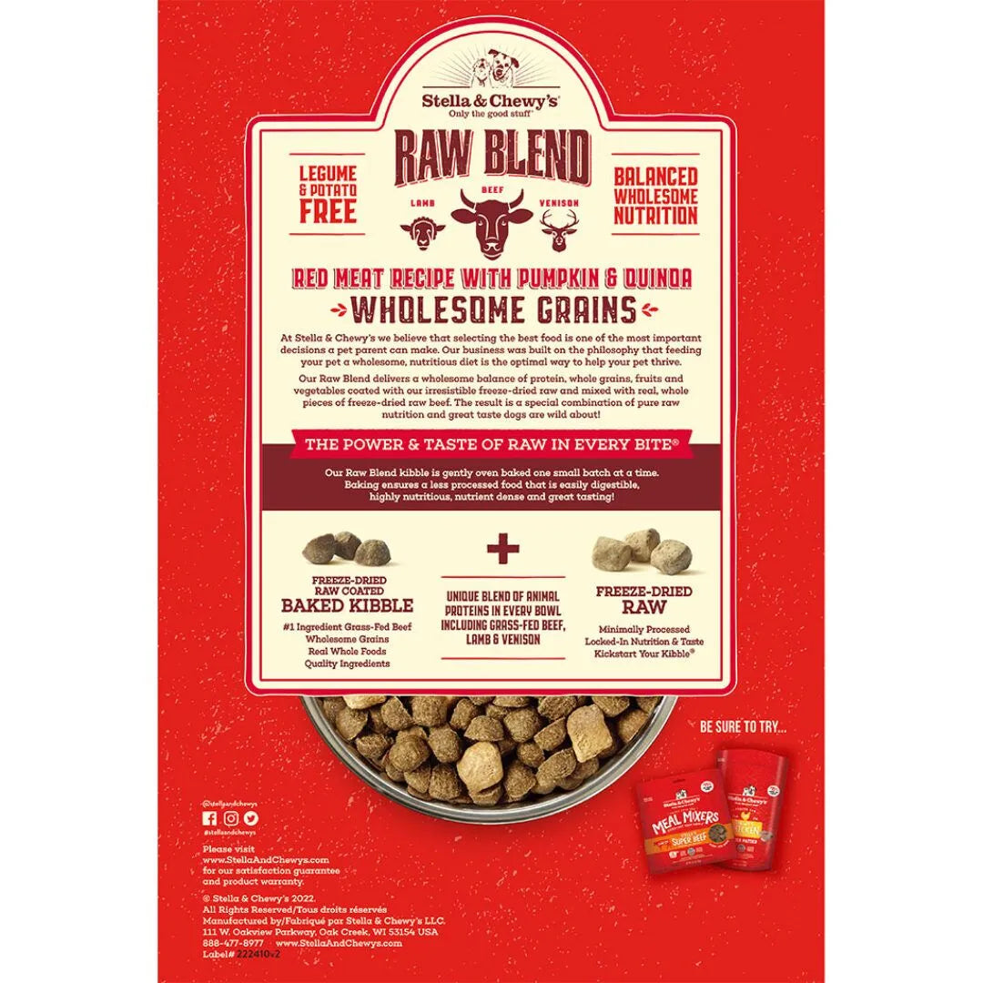 Stella & Chewy's Red Meat Recipe with Pumpkin & Quinoa Raw Blend Baked Kibble with Grains