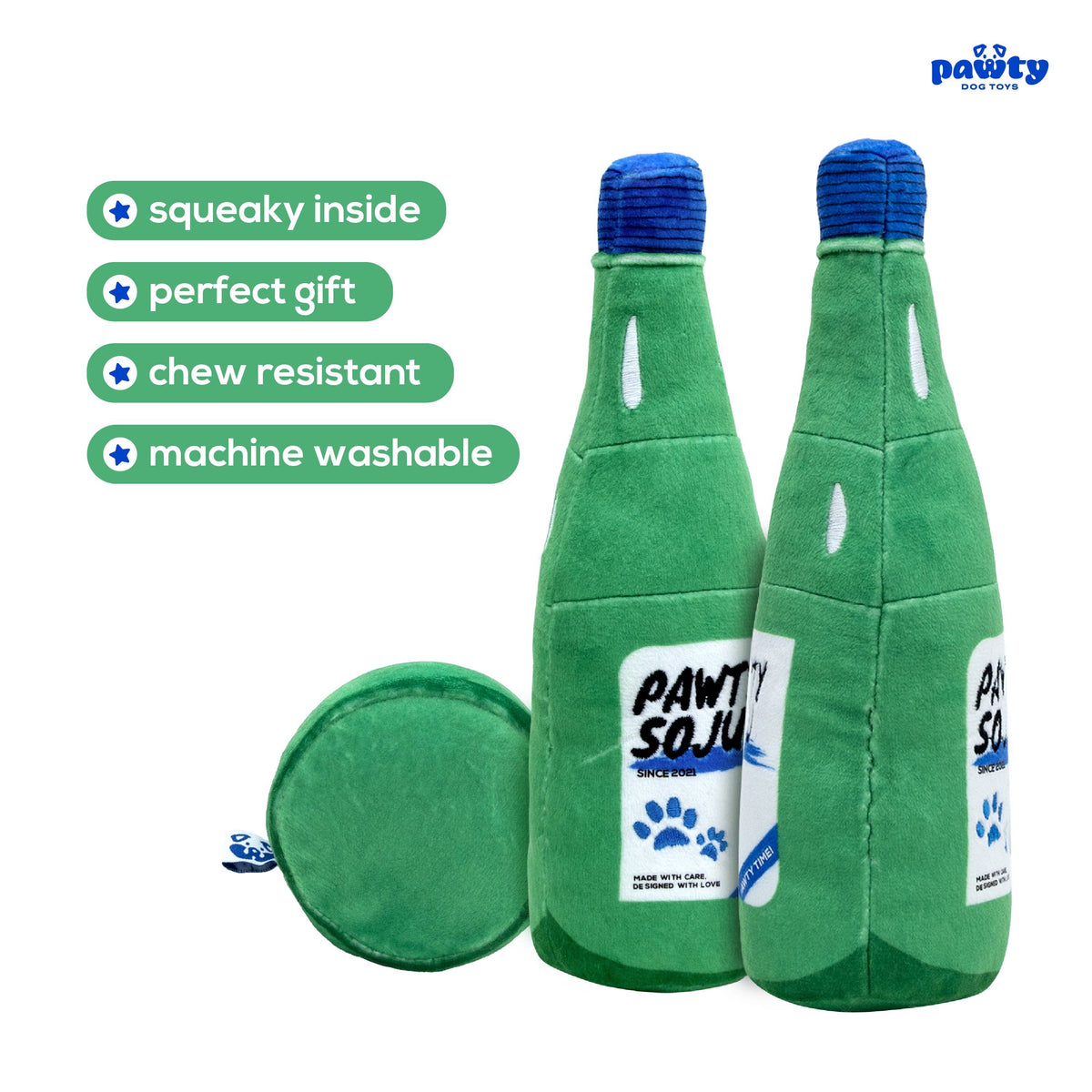 Pawty Korean Soju Bottle Parody Plush Dog Toy