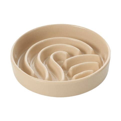 Wave Slow Feeder Dog Bowls - Beige