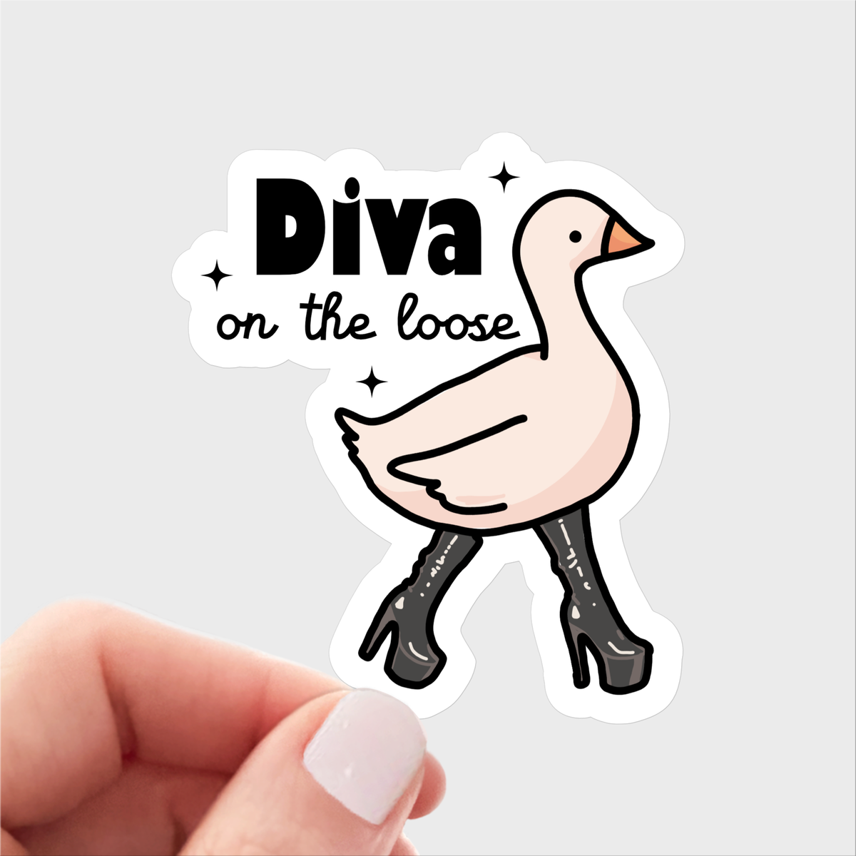 Diva on the Loose Sticker - hot, girly, girl, club, goose