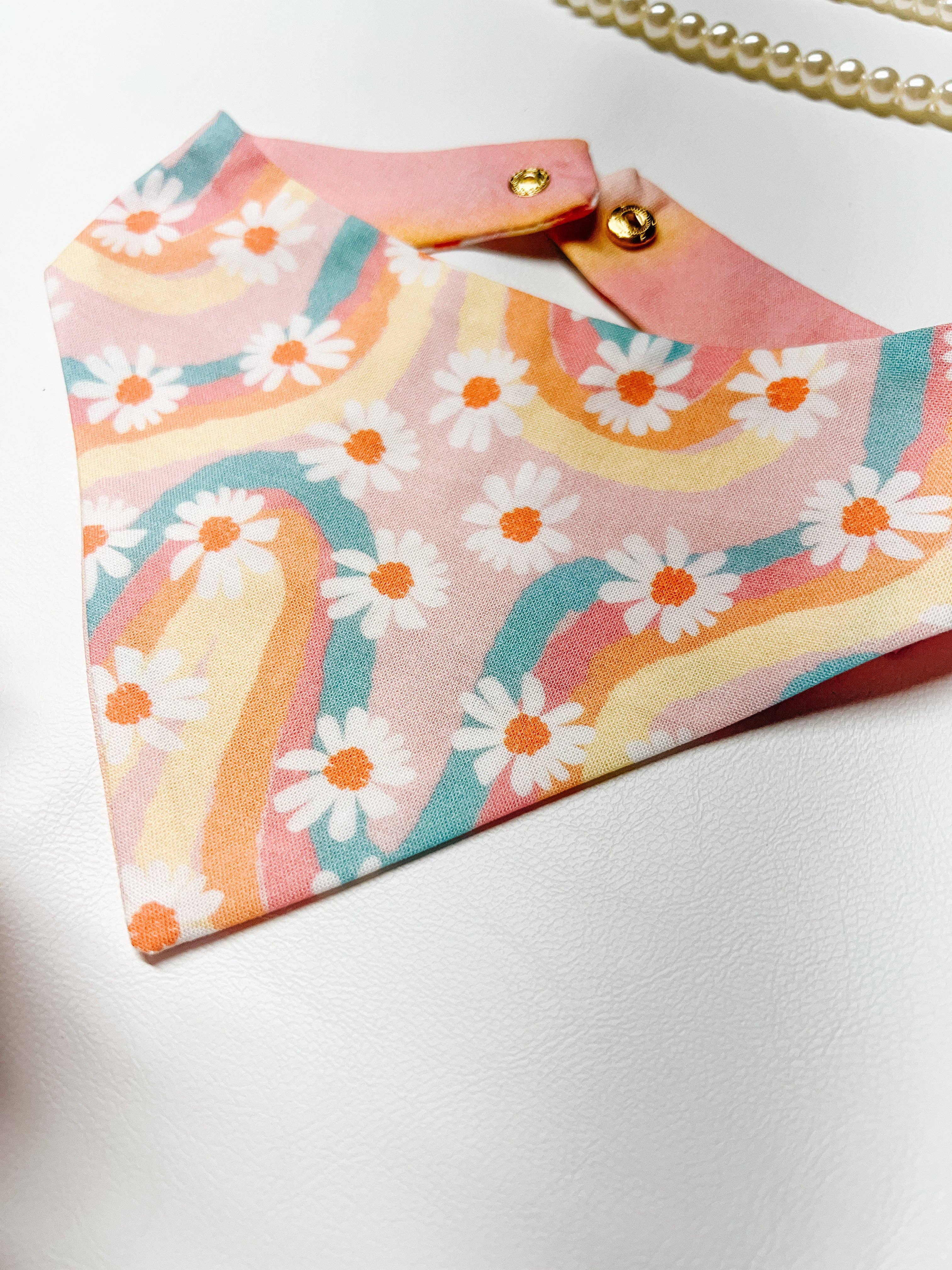 Retro Hippie Snap-On Reversible Bandana