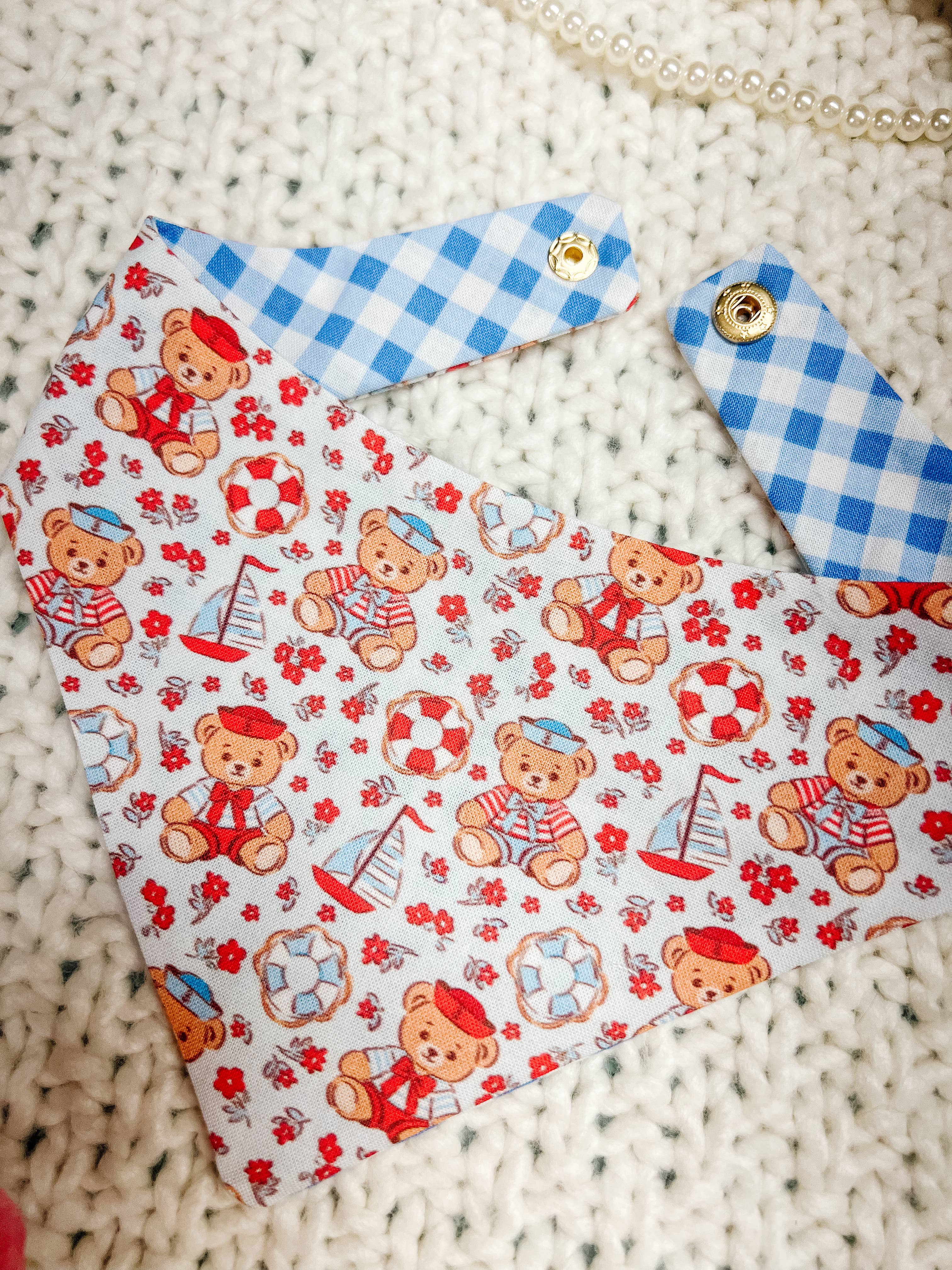 Stellaloo American Bear Snap-On Dog Bandana Reversible