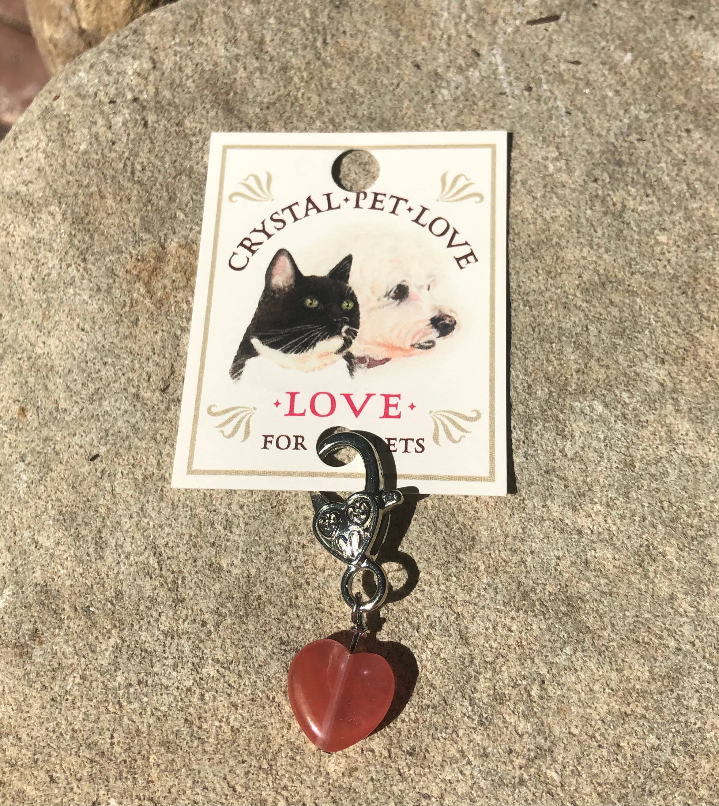 Crystal Pet Love Cherry Quartz Heart