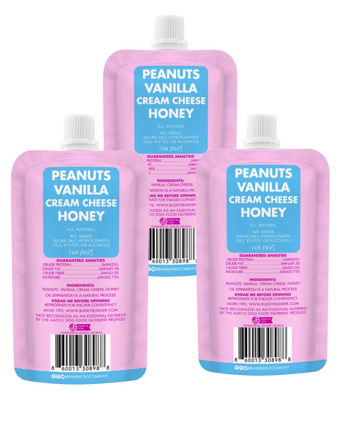 Bark Bistro Glazed Donut Peanut Budder Squeeze Pack 4oz