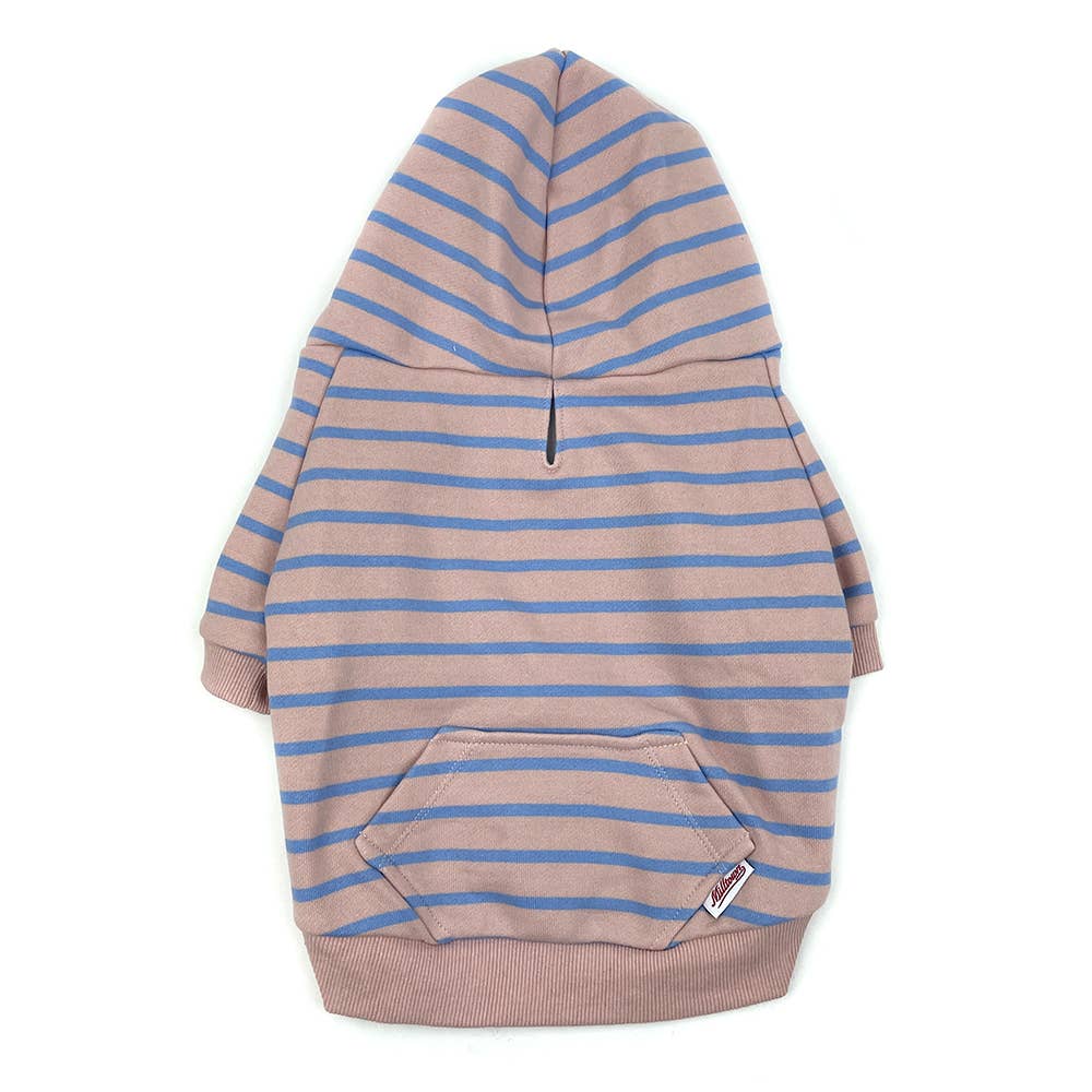 Milltown Brand Dog Zip Up Hoodie - Pink x Blue Stripe