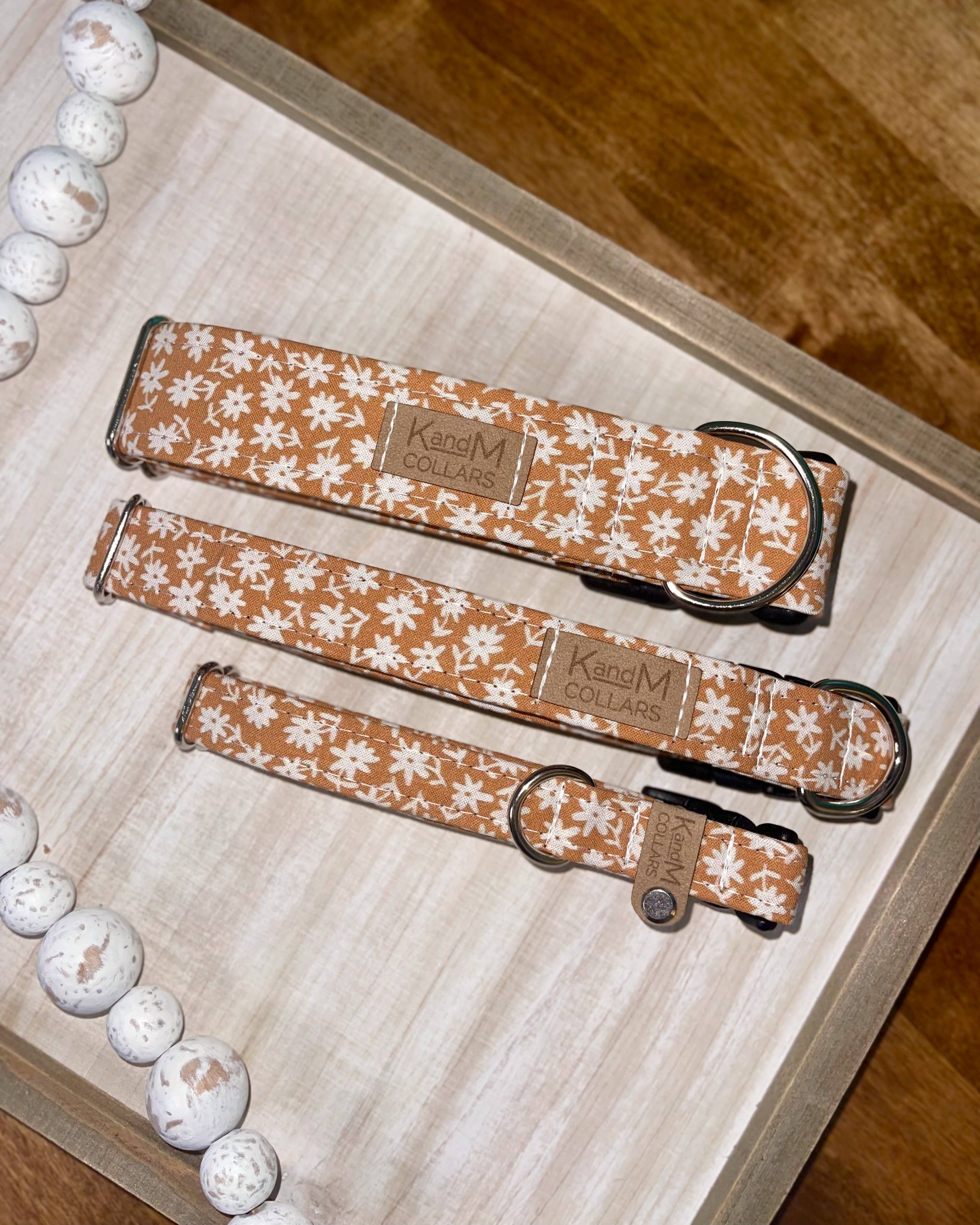 Mustard Flowers Dog Collar, K and M Collars