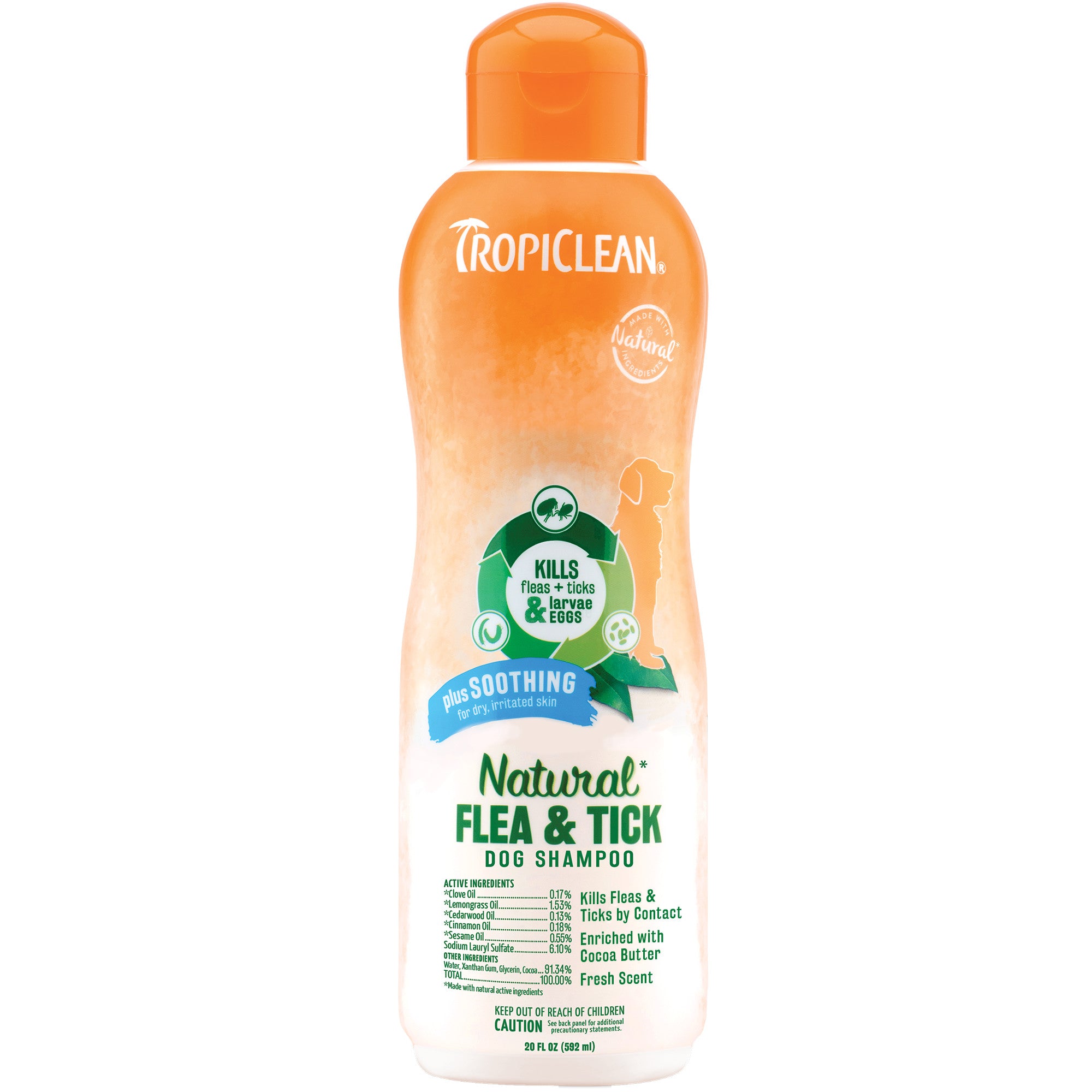 TropiClean Natural Flea & Tick Soothing Shampoo 20 oz