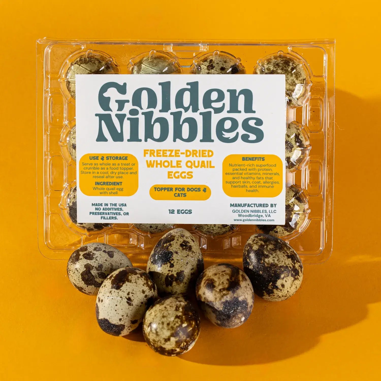 Golden Nibbles Quail Eggs - Dozen Freeze Dried - Dogs & Cat
