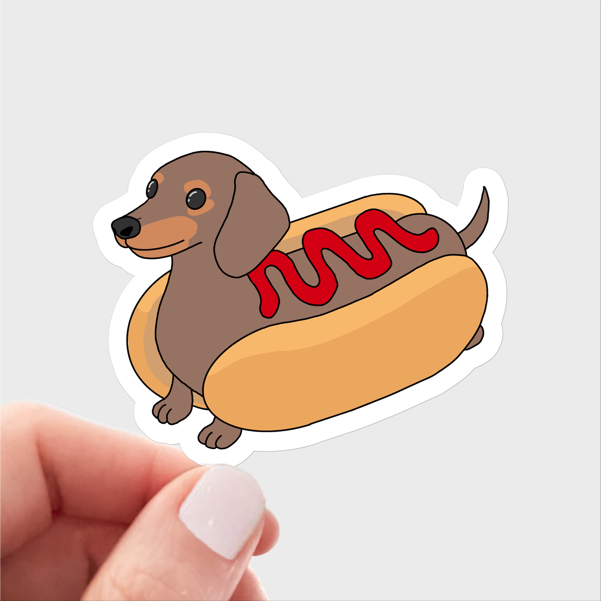 Hot Diggity Dog Sticker - hot dog, yummy, pet, adopt, food