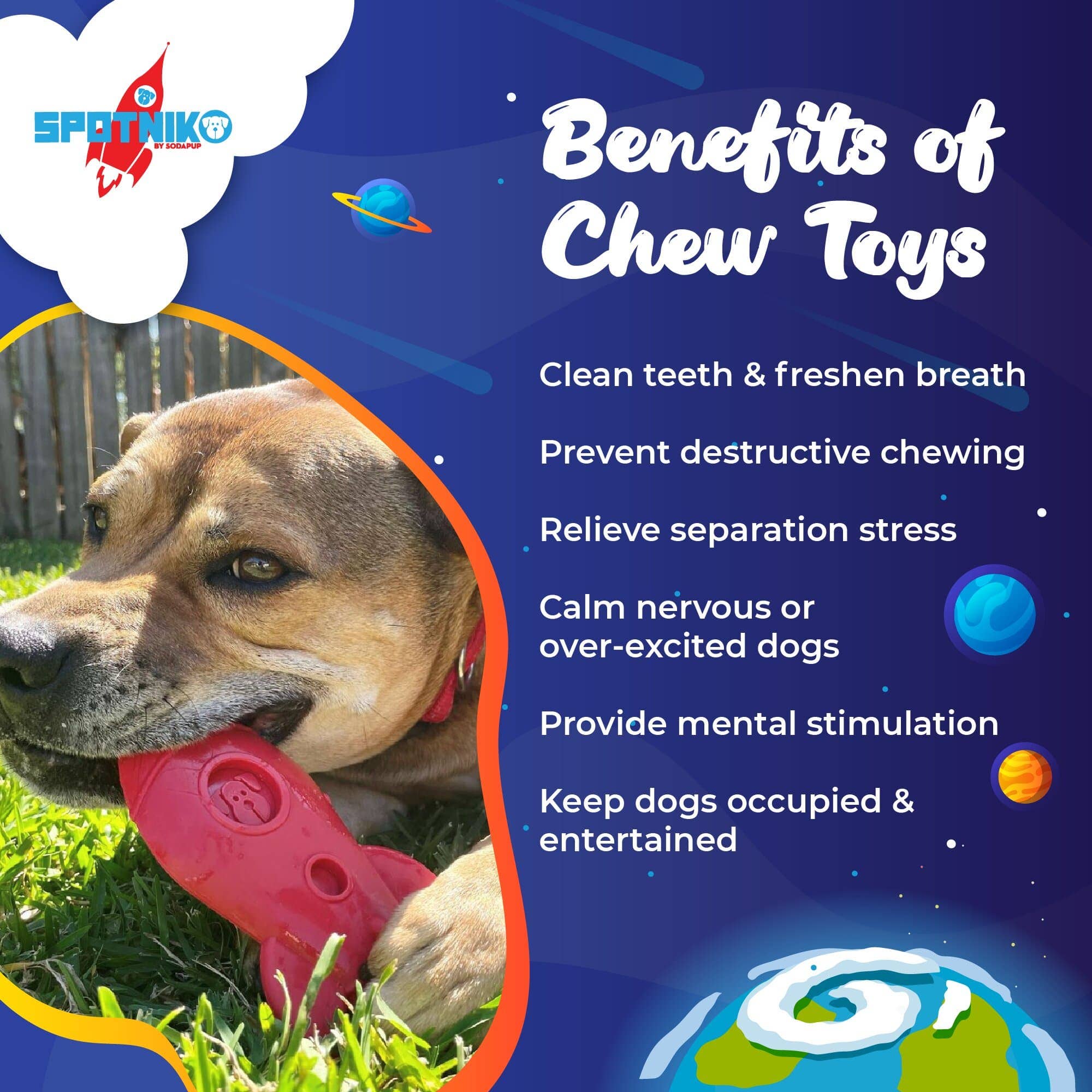 SodaPup Spotnik Rocket Ship Ultra Durable Nylon Dog Chew Toy