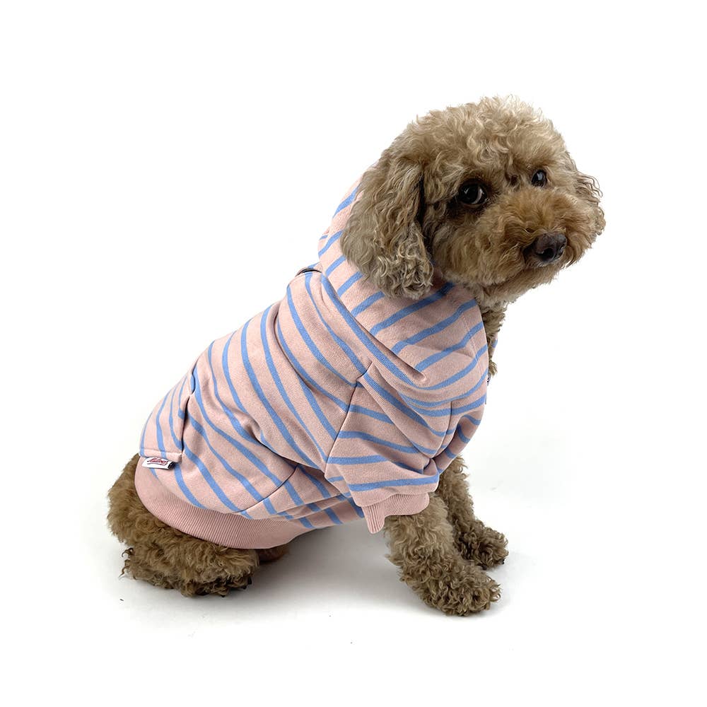 Milltown Brand Dog Zip Up Hoodie - Pink x Blue Stripe