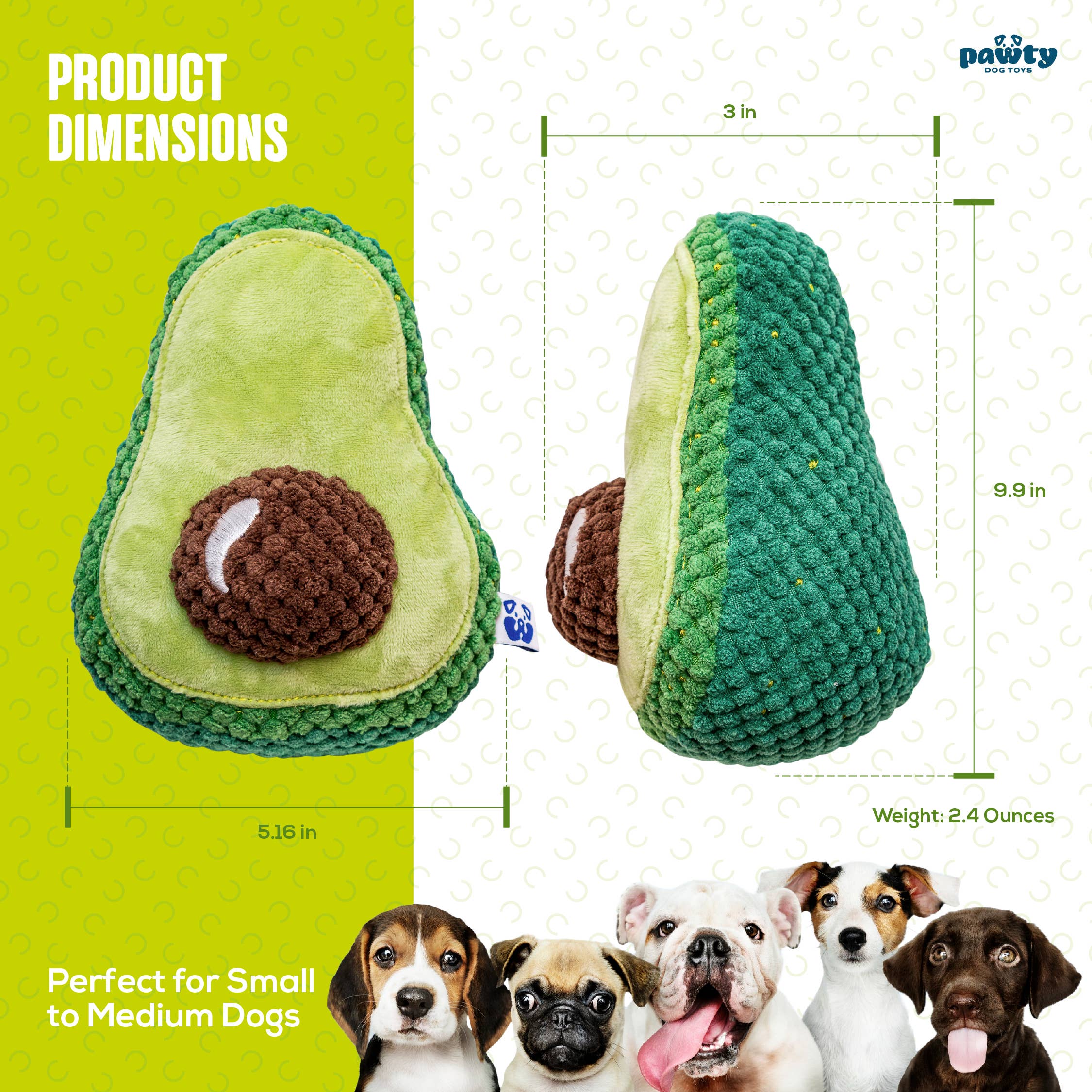PAWTY Avocado Plush Parody Plush Dog Toy