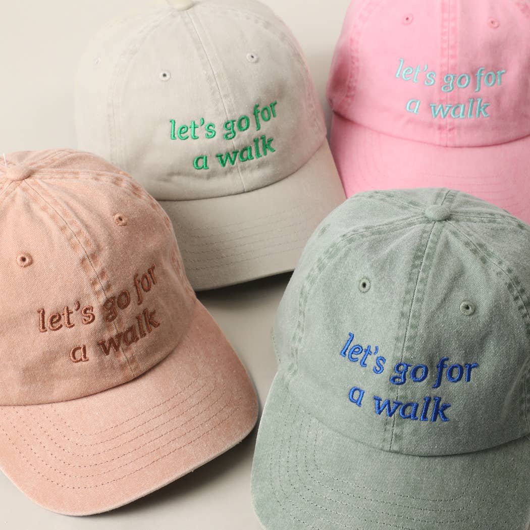 Let's Go For A Walk Embroidered Cotton Baseball Cap