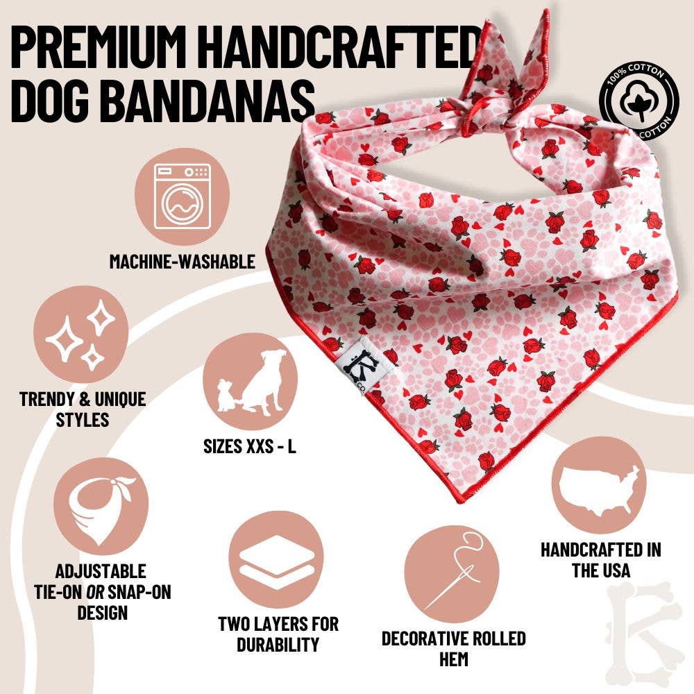 Boneyard Co. "Paws & Roses" Valentine's Bandana