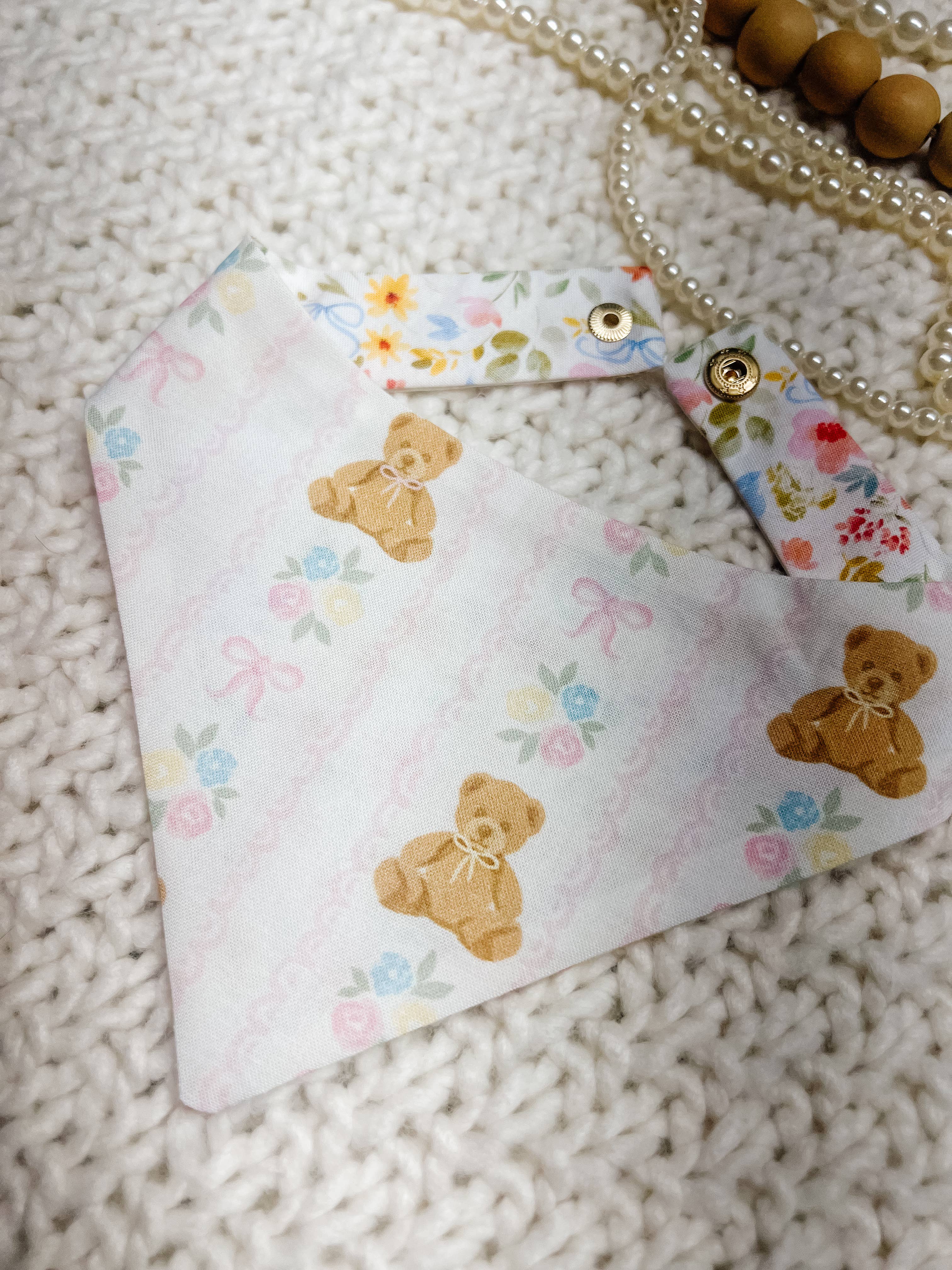 Stella Loo Teddy Bear Snap-On Reversible Bandana