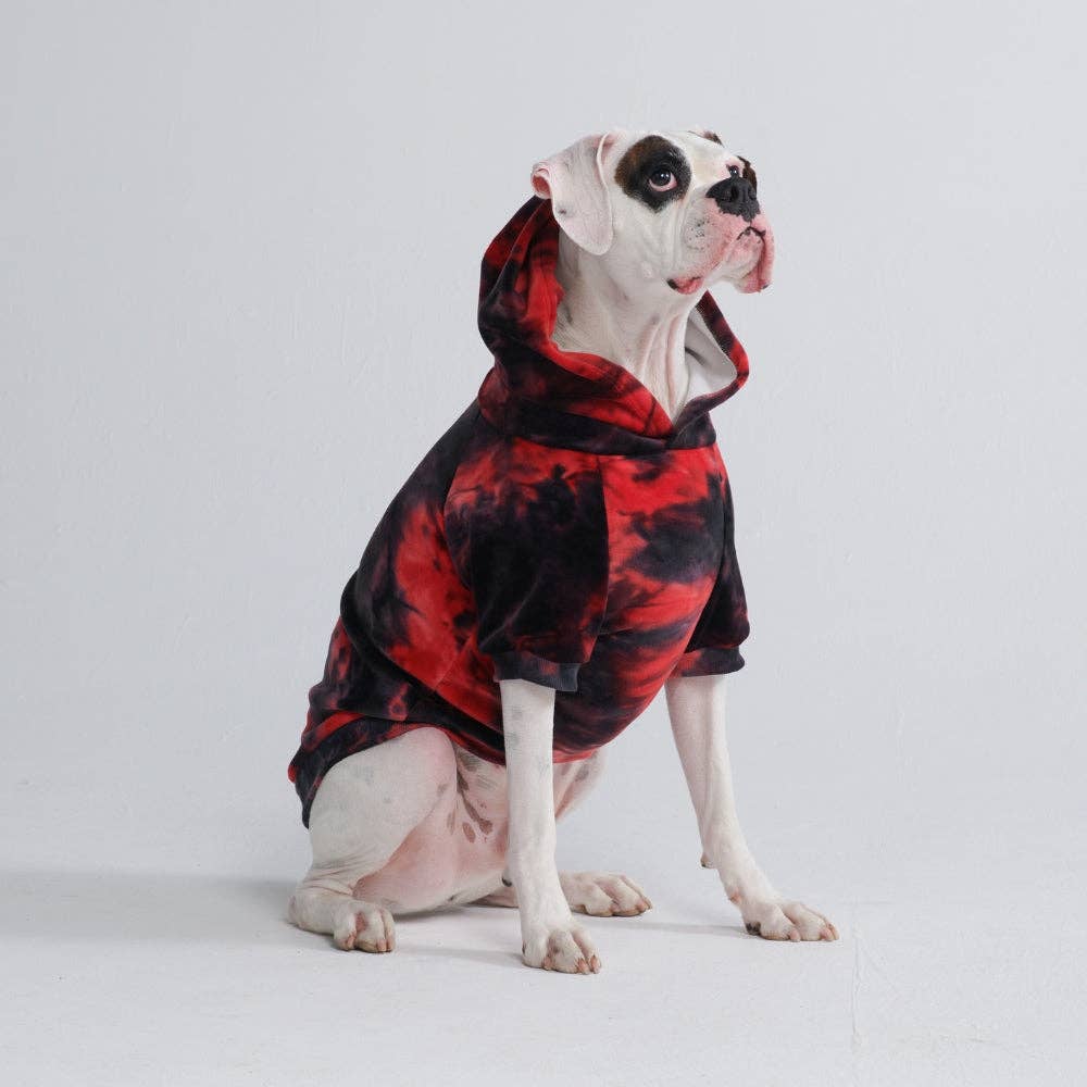 Sparkpaws Red & Black Velvet Dog Hoodie
