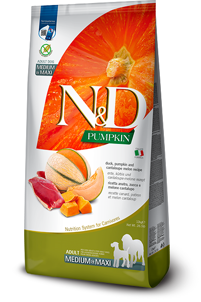 Farmina Dog N&D Grain Free Pumpkin Duck Cantaloupe Medium & Max 26.4lb