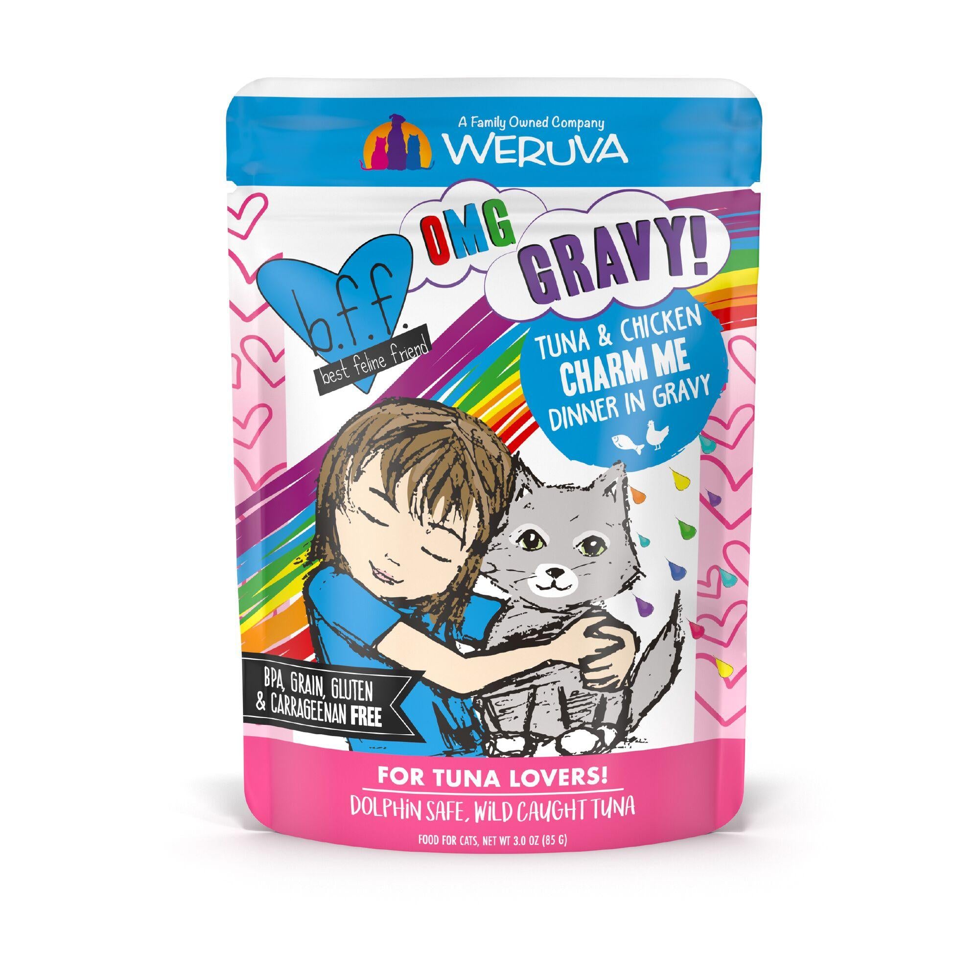 Weruva BFF OMG GRAVY Tuna & Chicken Dinner in Gravy Wet Cat Food Pouch, 3-oz