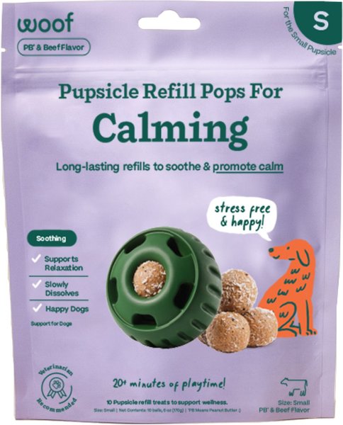 Woof Pupsicle Pops Refills Calming Beef Grain-Free Lickable-Small 6oz