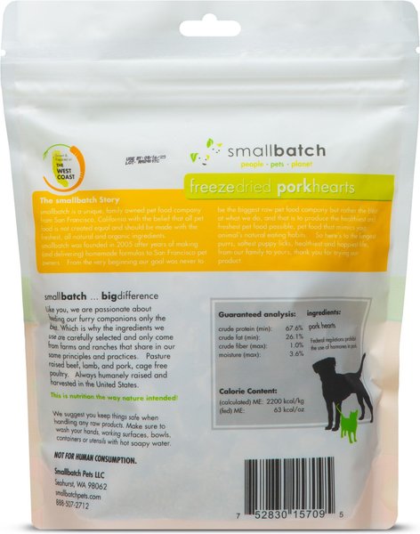 SMALLBATCH DOG CAT HEARTS PORK FD TREAT 3.5OZ