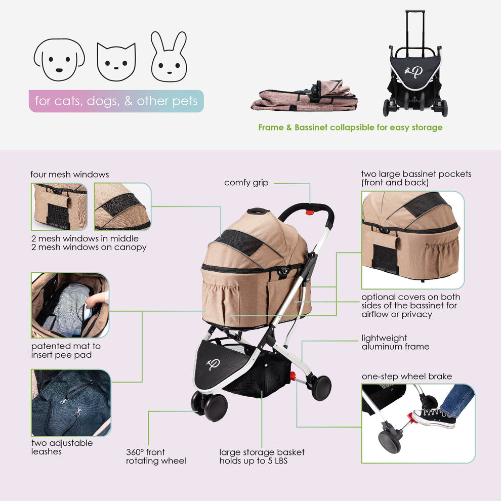 Petique NEWPORT PET STROLLER -BLACK/ MIDNIGHT