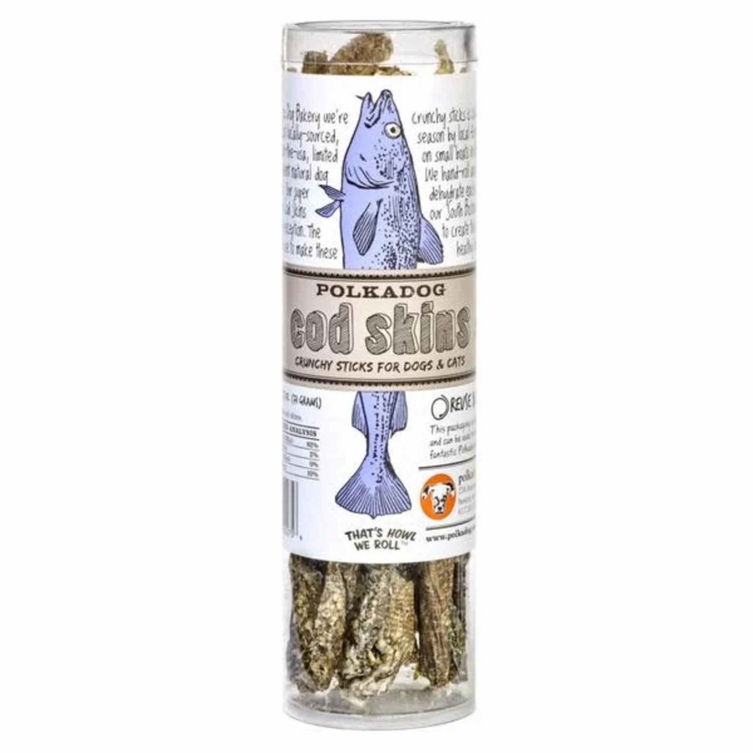 PolkaDog Cod Skin Jerky Tube 4.7oz