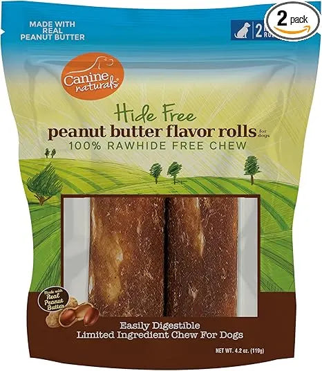 Canine Naturals Hide Free Peanut Butter Roll - Medium 4"