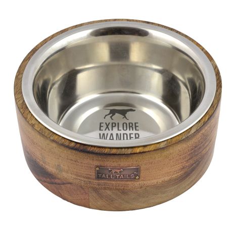 TALL TAILS DOG STAINLESS STEEL BOWL WOOD