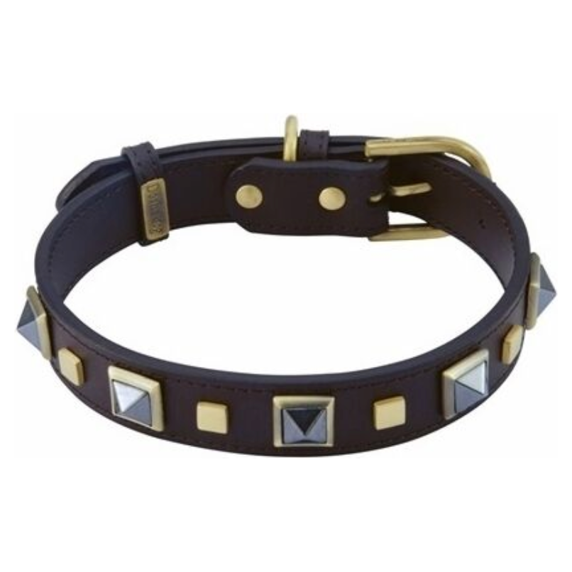 Dosha Dog Rock and Roll Collar/Leash -  Brown, Hematite