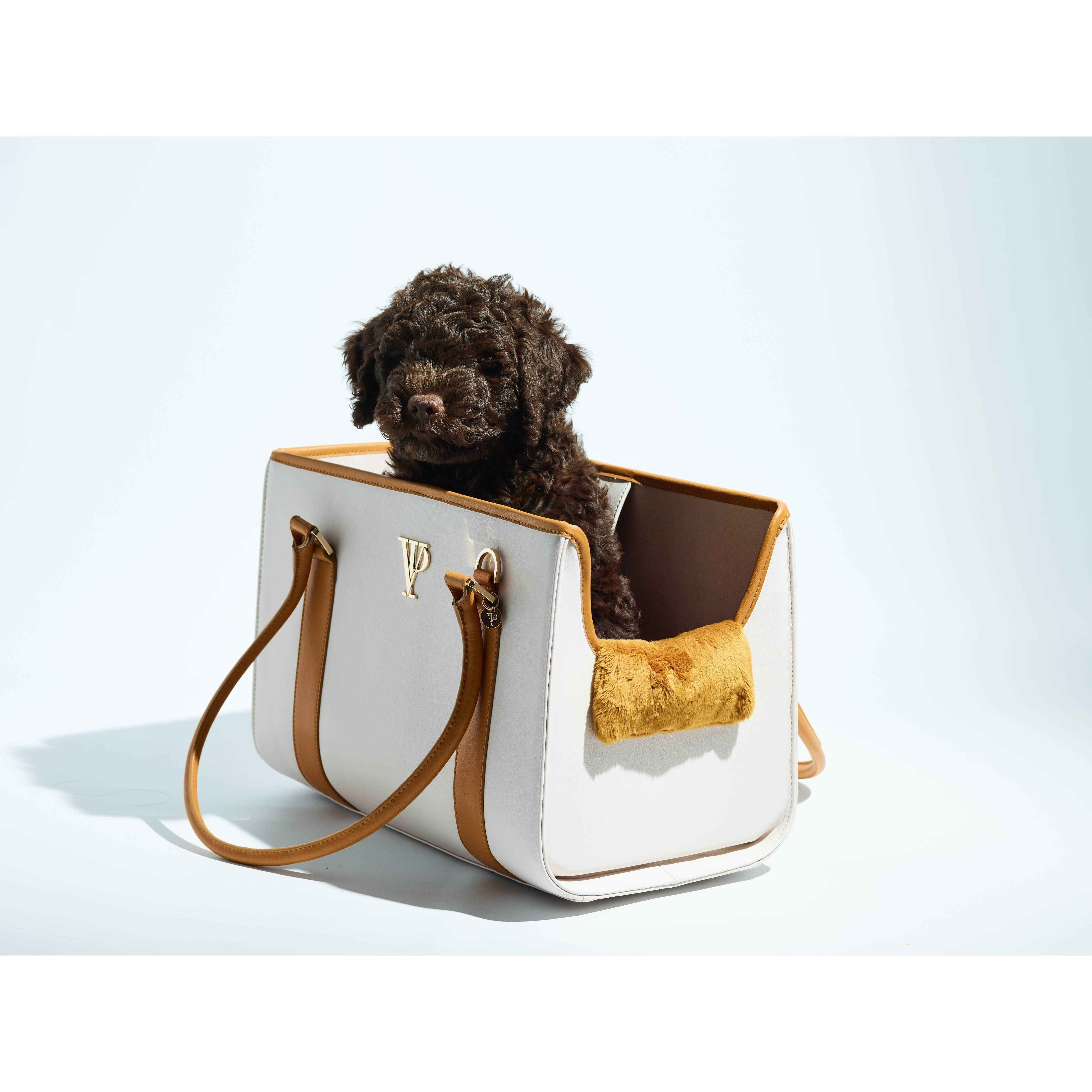 The V.I.PUP Collection Denim Victorian 88 & Gold Dog Carrier