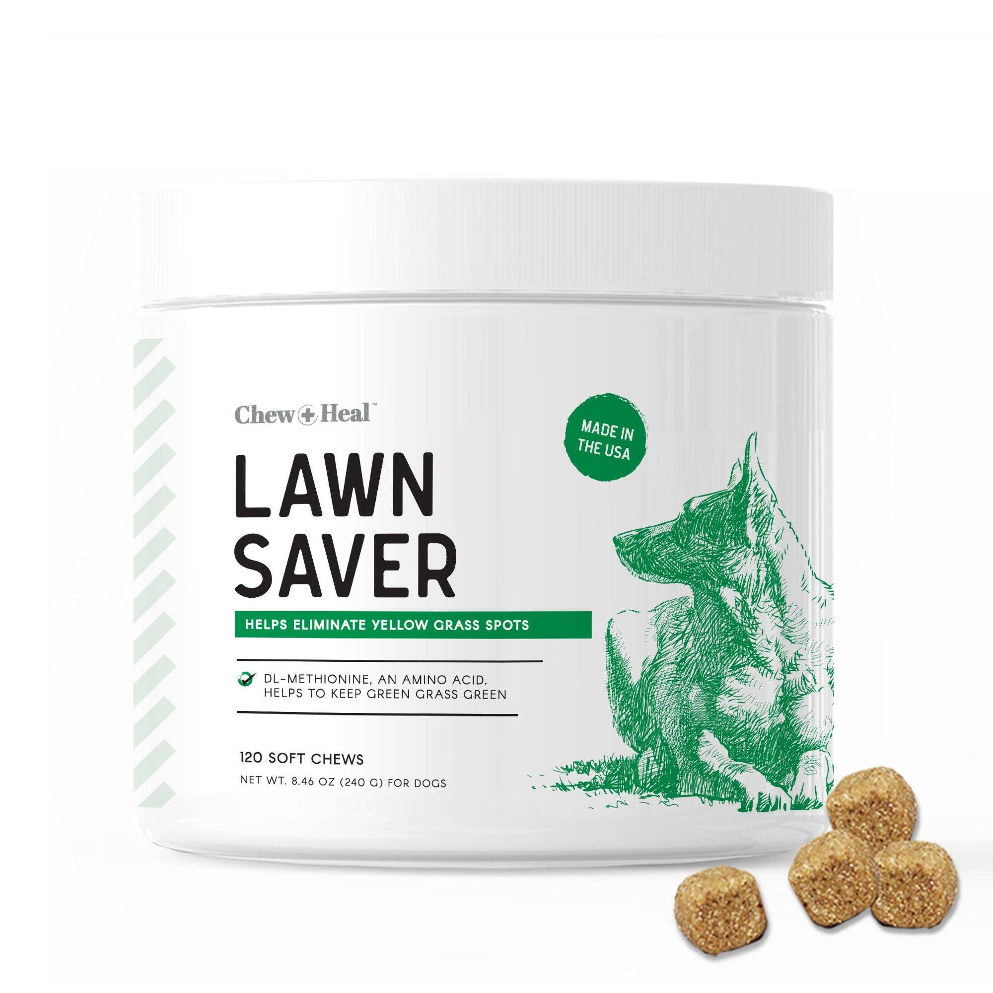 Chew + Heal Lawn Saver Chews For Dogs - Dog Urine Grass Saver - 120 Soft Chews