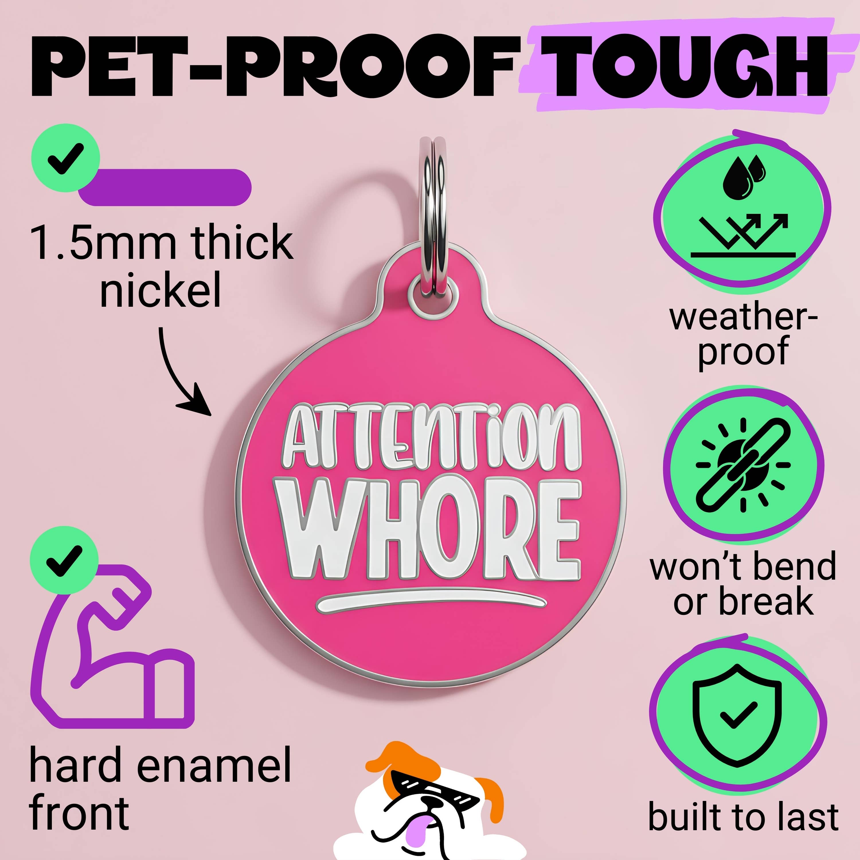Bad Tags Attention Whore Pink