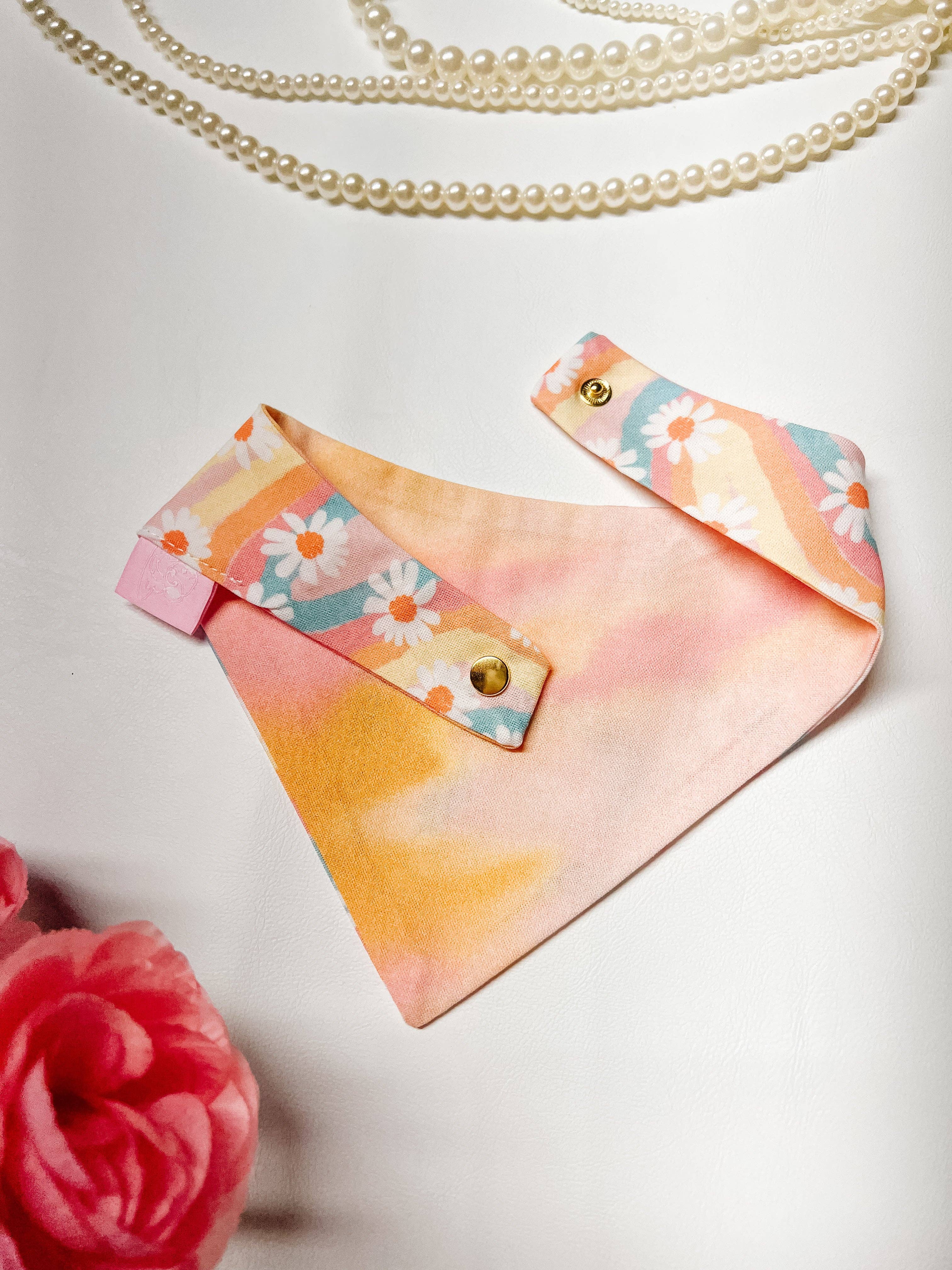 Retro Hippie Snap-On Reversible Bandana