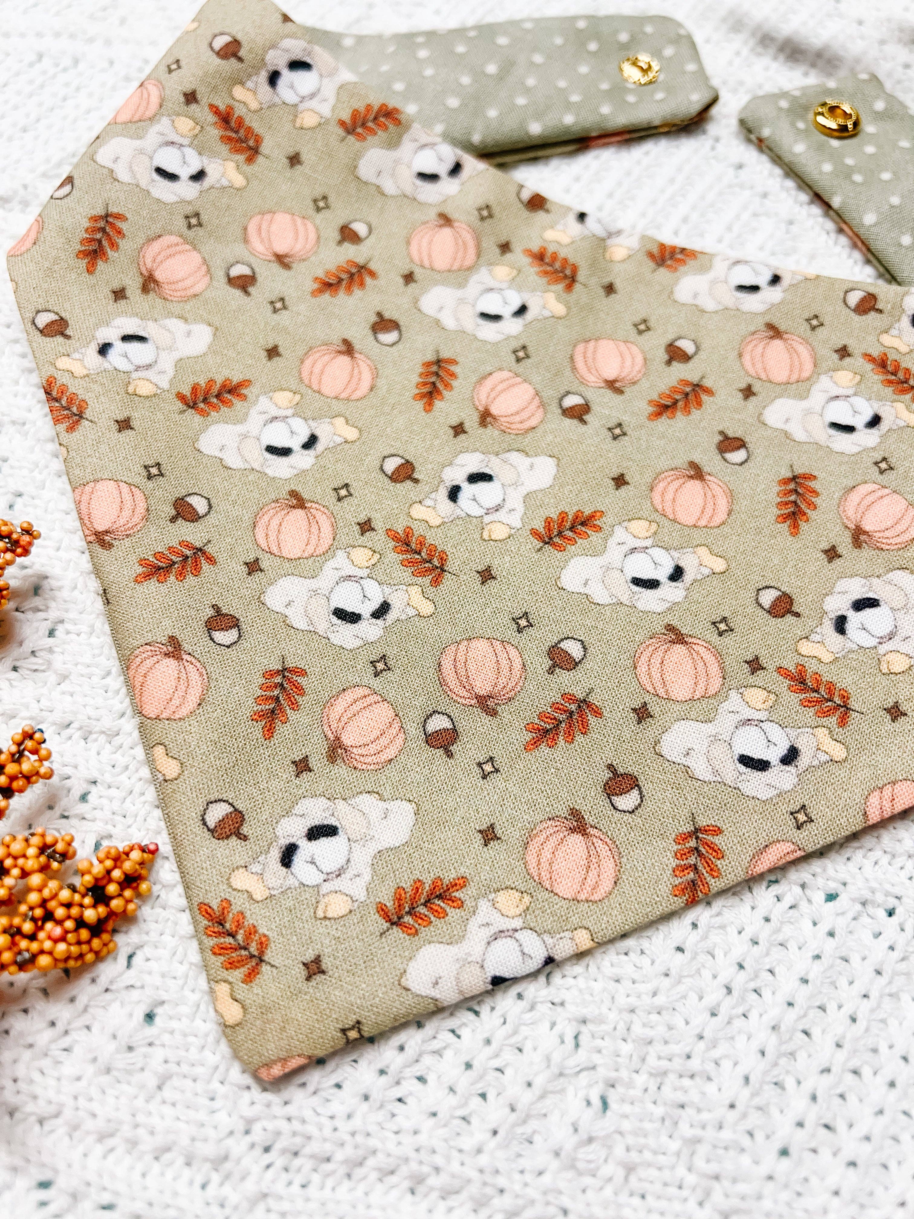 Stellaloo Fall Lamb Snap-On Reversible Dog Bandana
