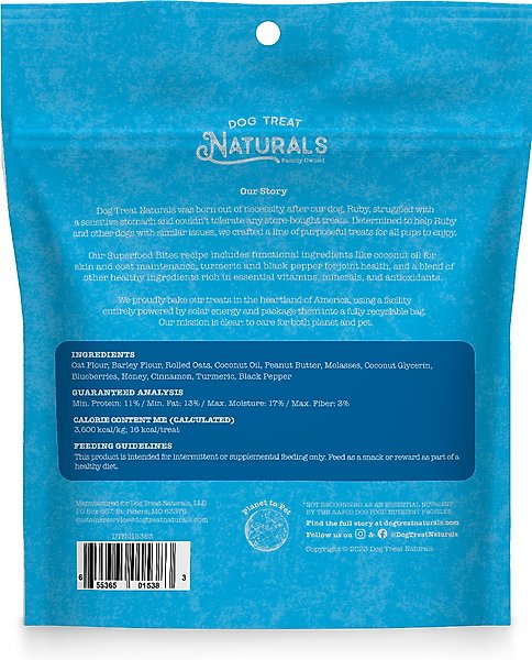 Dog Treat Naturals Superfood Bites Peanut Butter & Blueberry