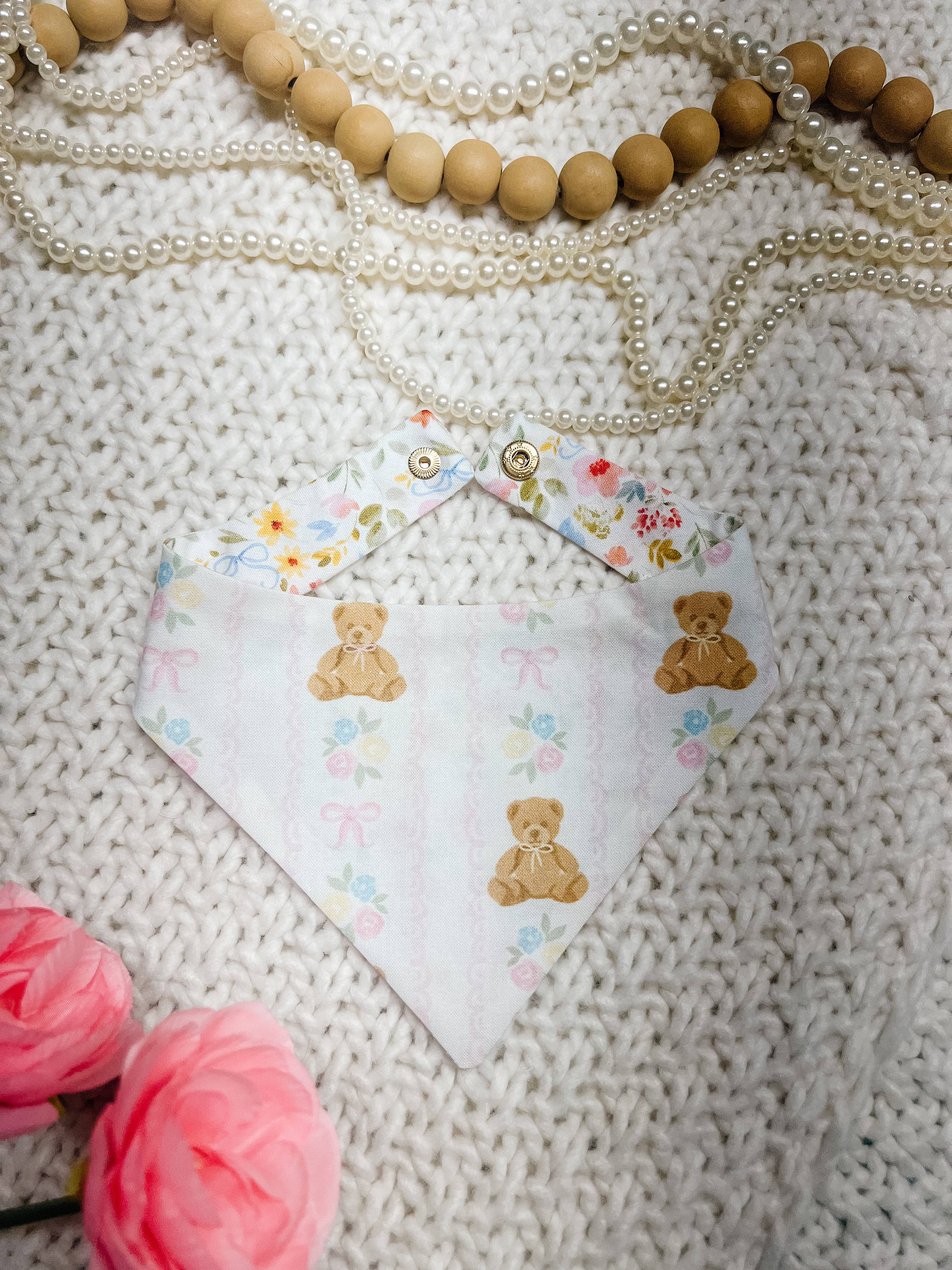 Stella Loo Teddy Bear Snap-On Reversible Bandana