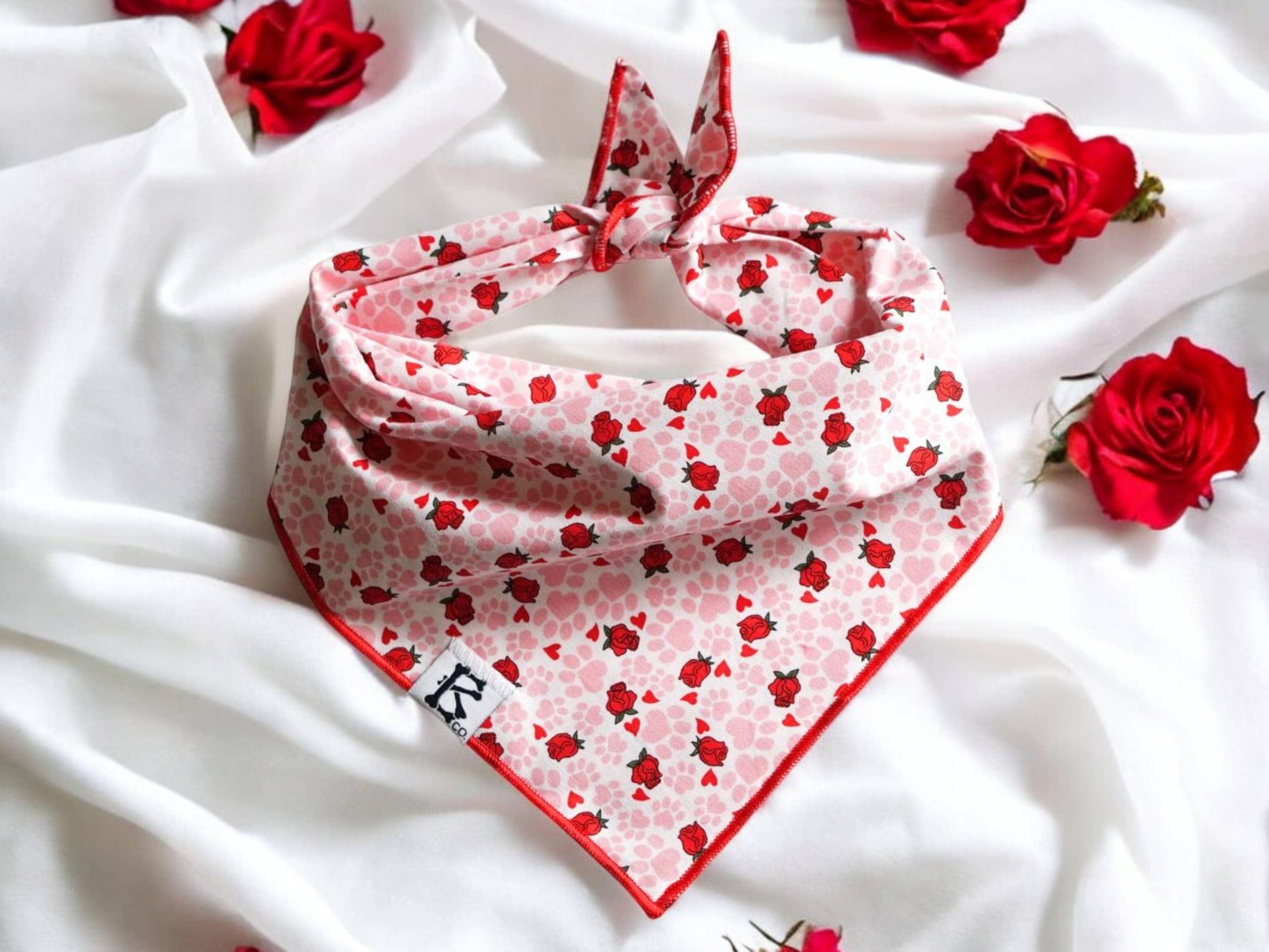 Boneyard Co. "Paws & Roses" Valentine's Bandana