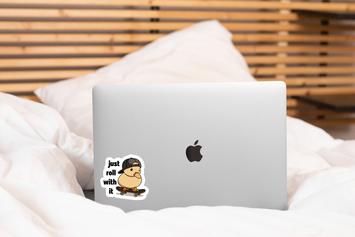 Just Roll with It Sticker - skater, duck, cool, fun, cute