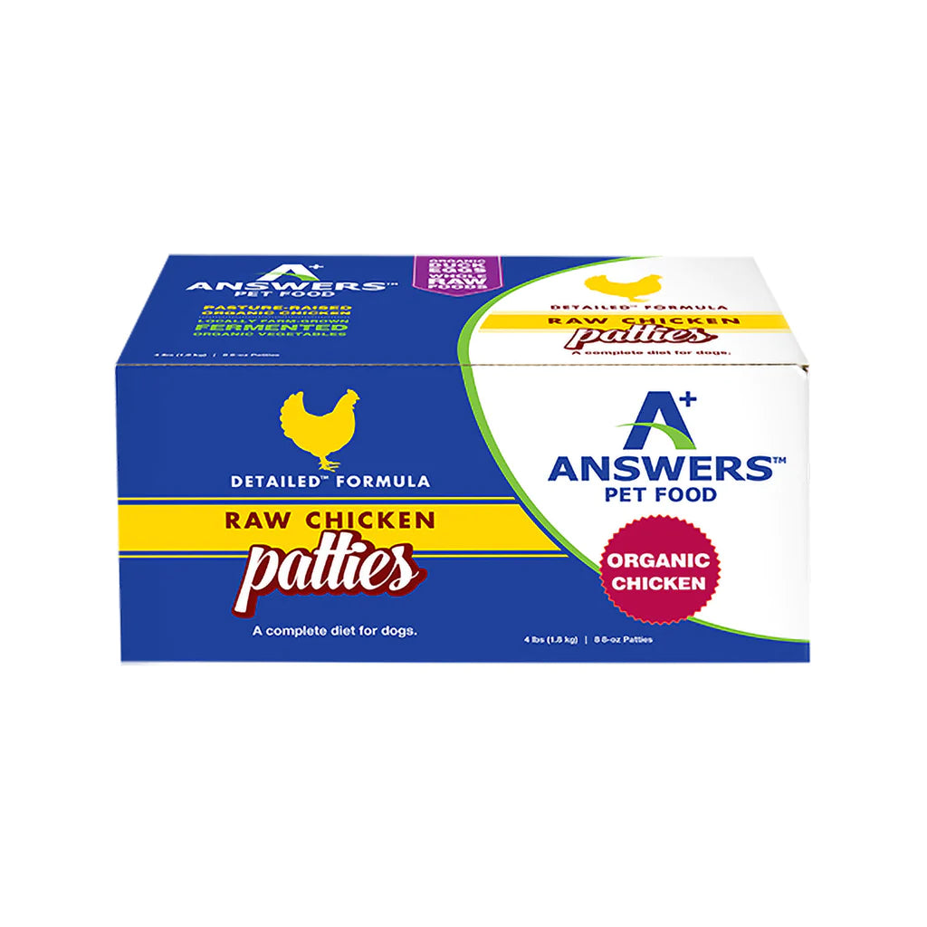 Answers Dog Detailed Patties Chicken Frozen 4lbs