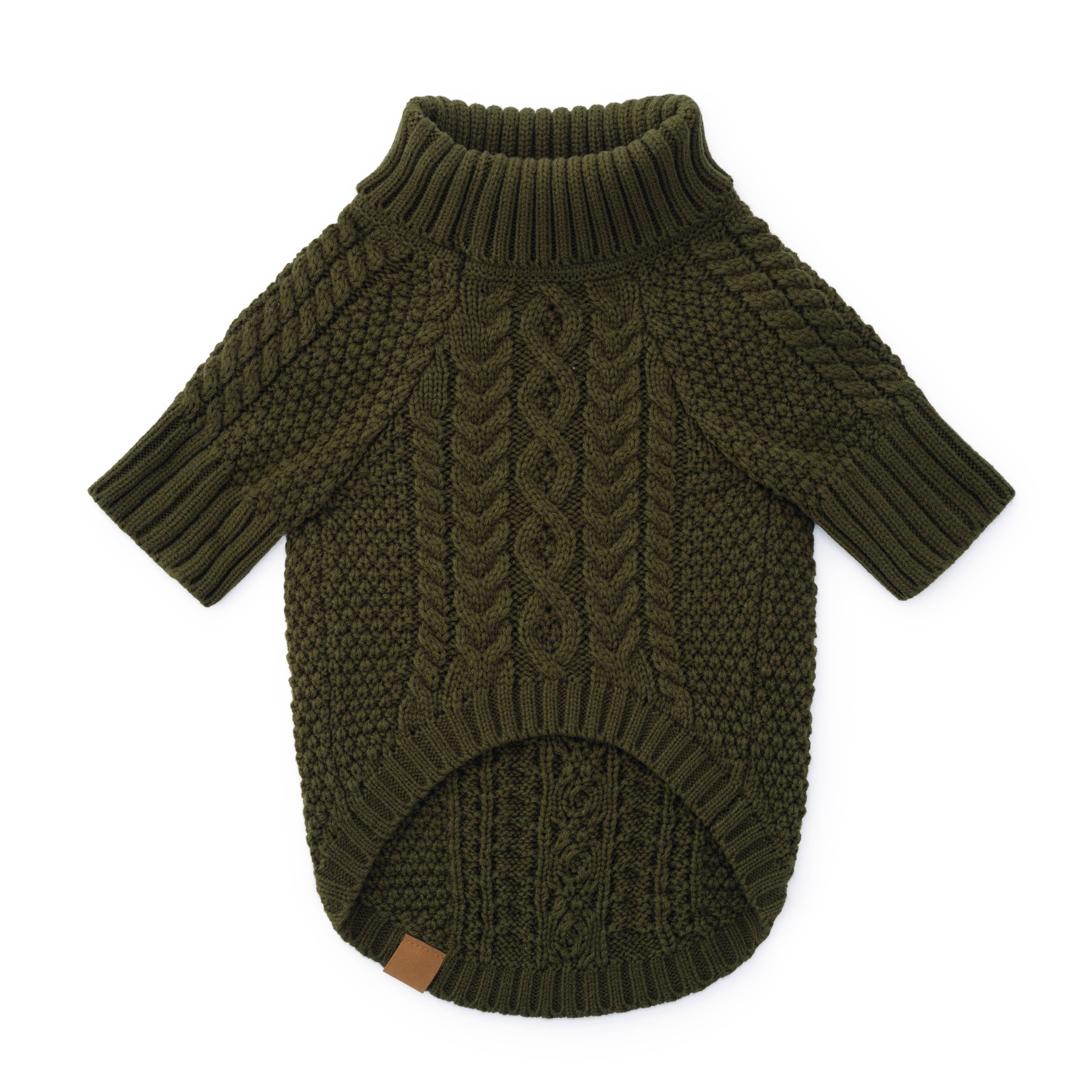 The Foggy Dog Olive Cable Knit Dog Sweater