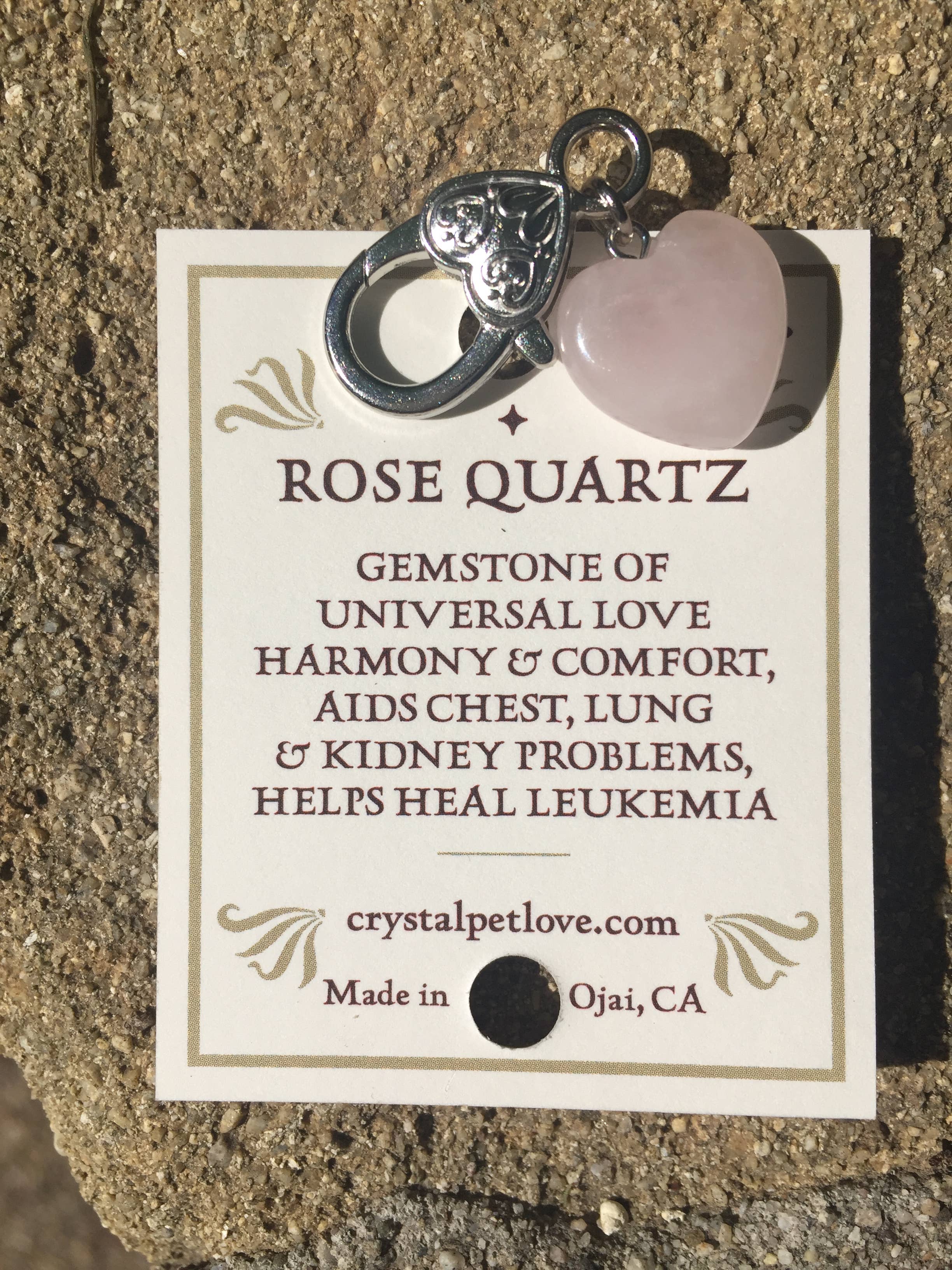 Crystal Pet Love Rose Quartz Heart