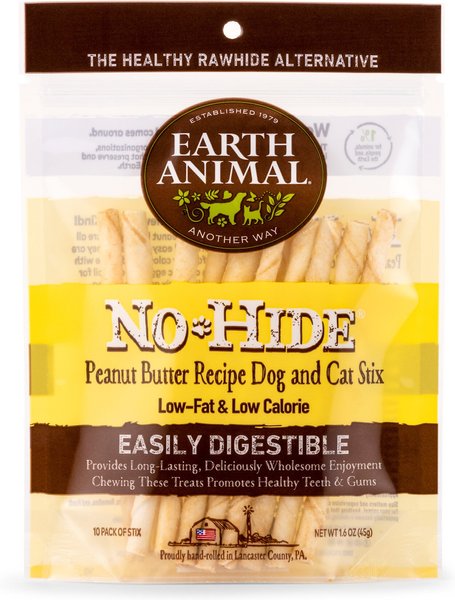 Earth Animal Dog Cat No Hide Peanut Butter Stix 10ct Treat