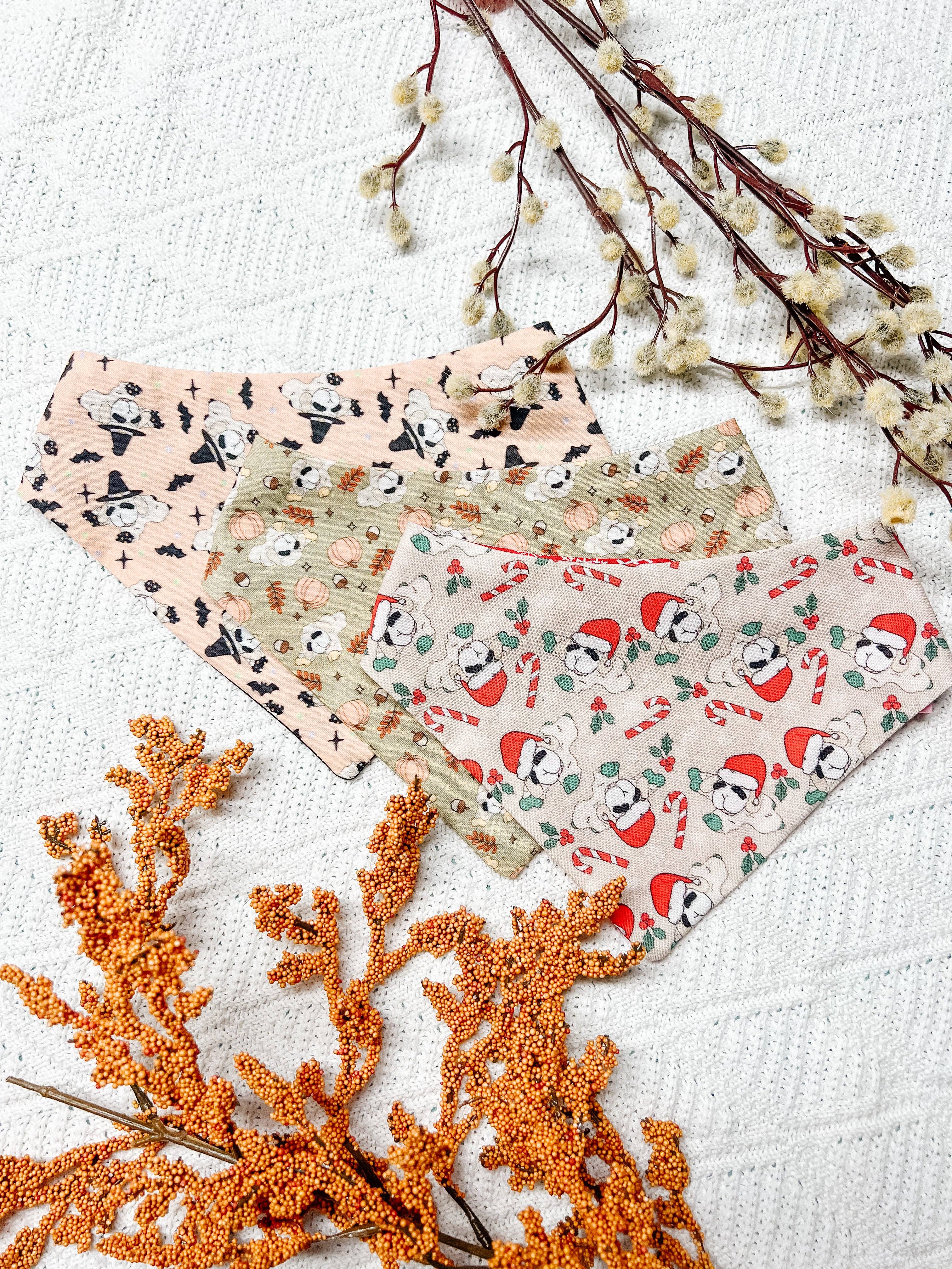Stellaloo Fall Lamb Snap-On Reversible Dog Bandana