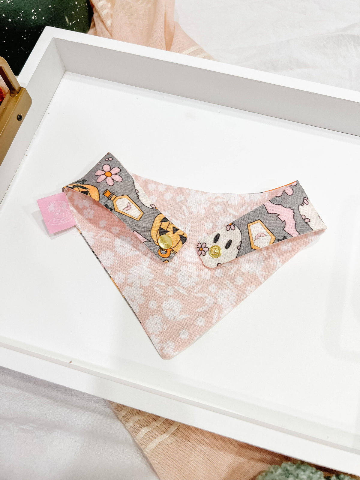 Stellaloo Girly Halloween Snap-On Reversible Dog Bandana