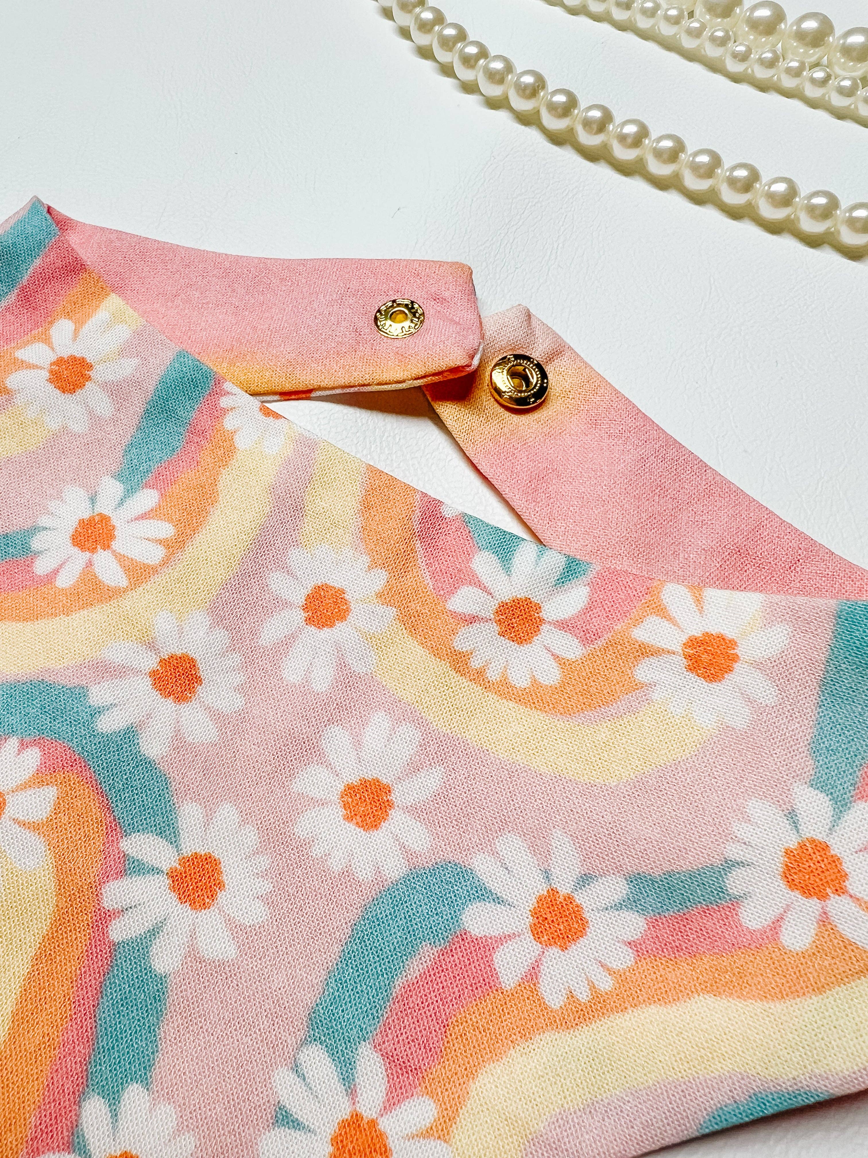 Retro Hippie Snap-On Reversible Bandana