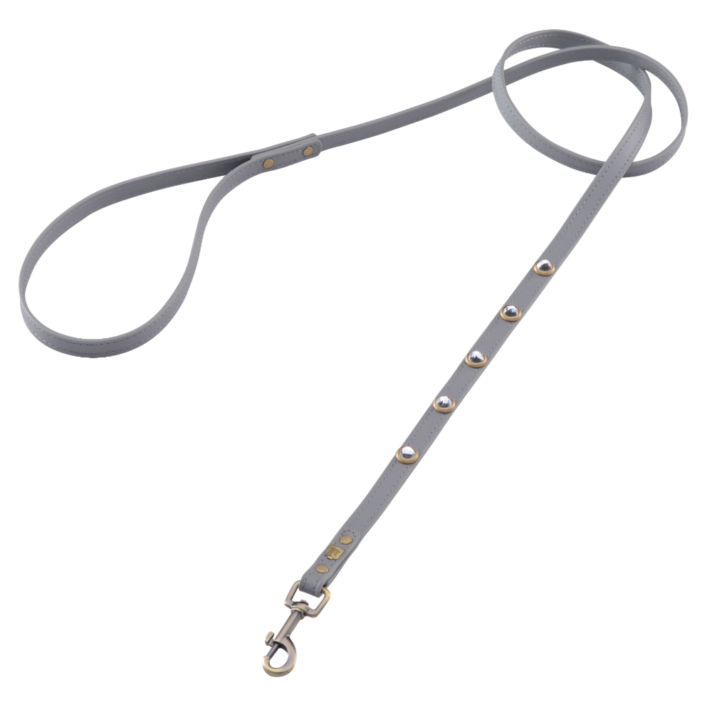 Dosha Dog Mini Diamond Dog Collar/Leash - Gray, Rhinestones